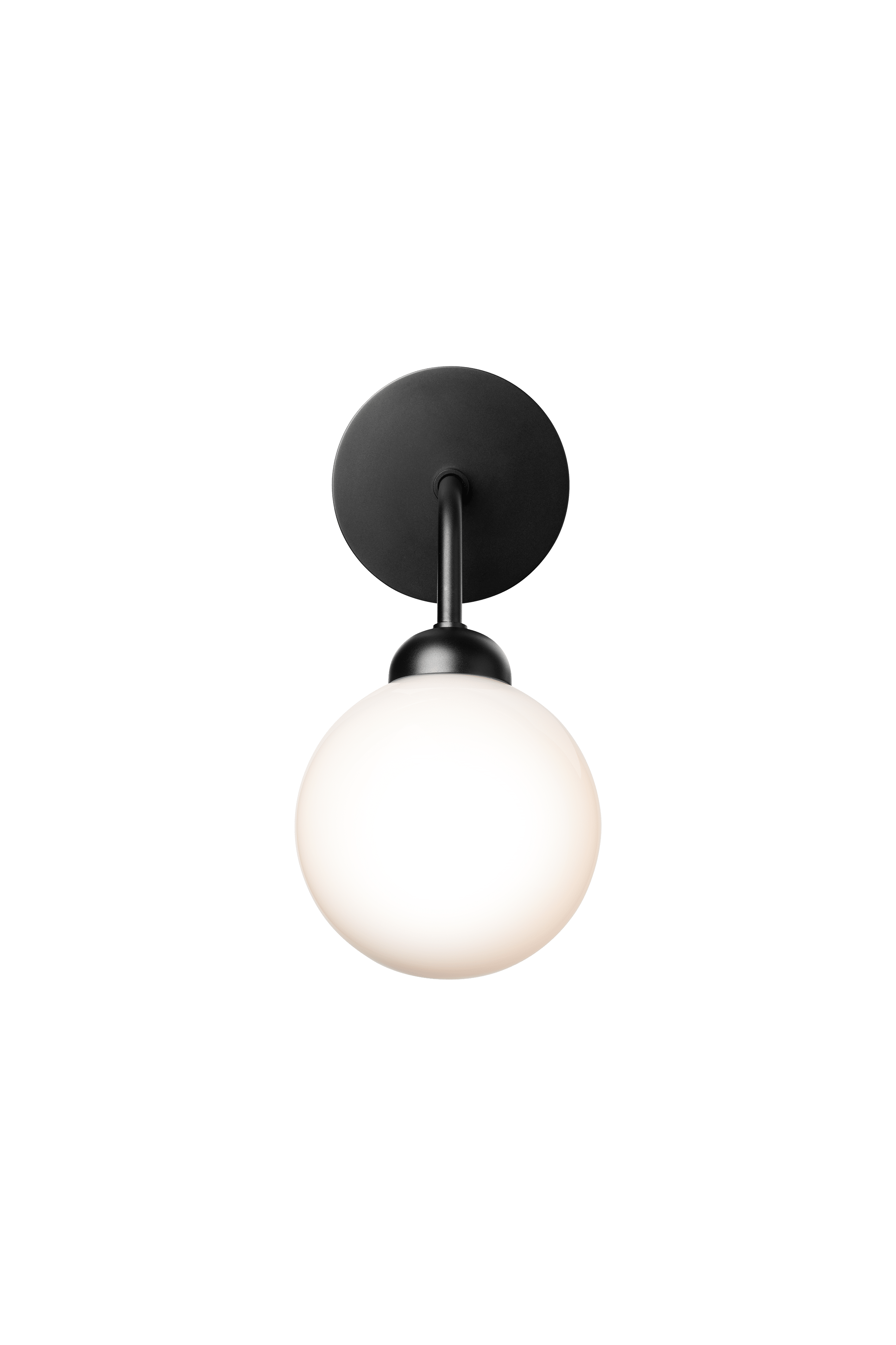 Wandleuchte APIALES schwarz mit opalem Glas