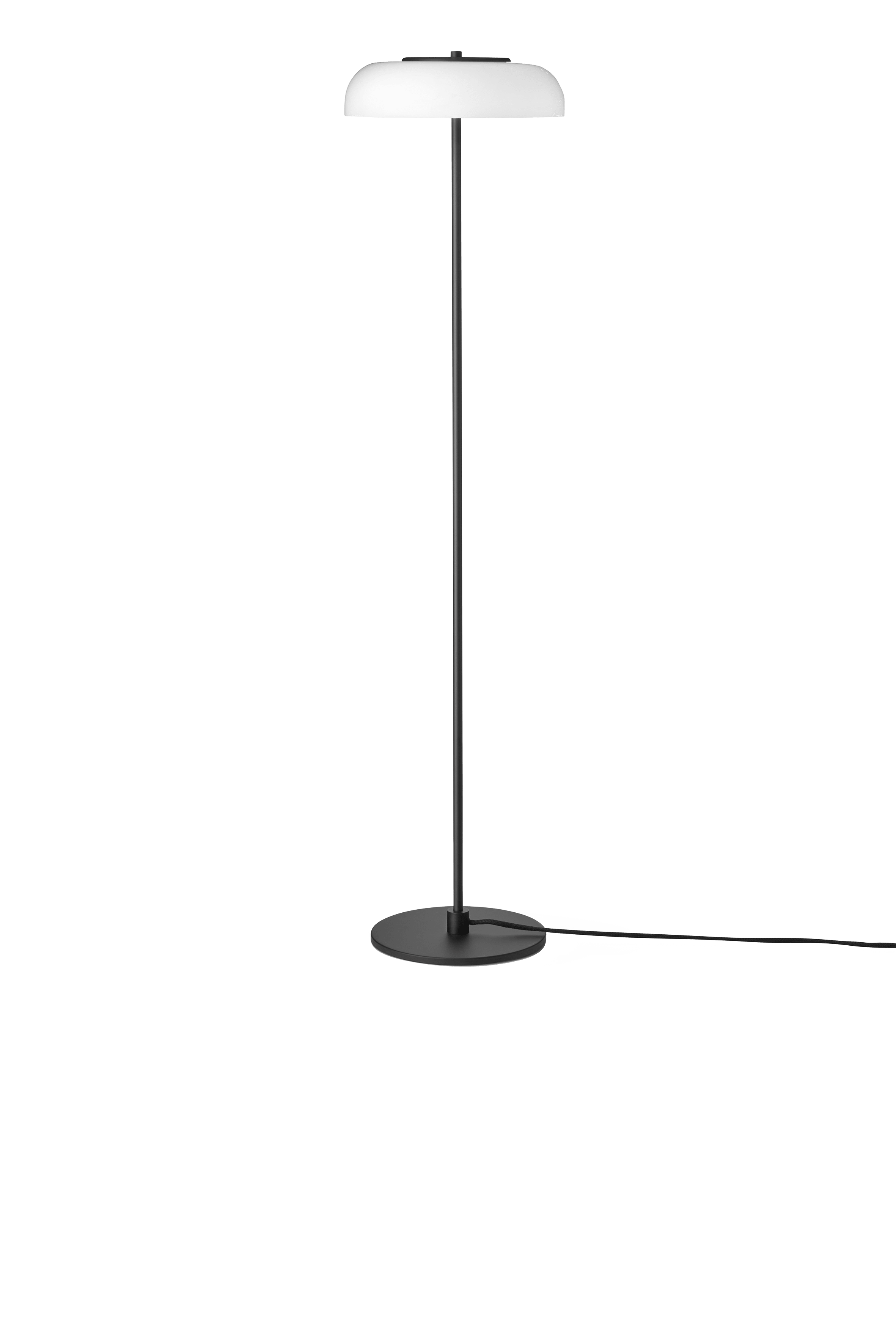 Lampa podłogowa BLOSSI czarny z opalowym szkłem – styl skandynawski