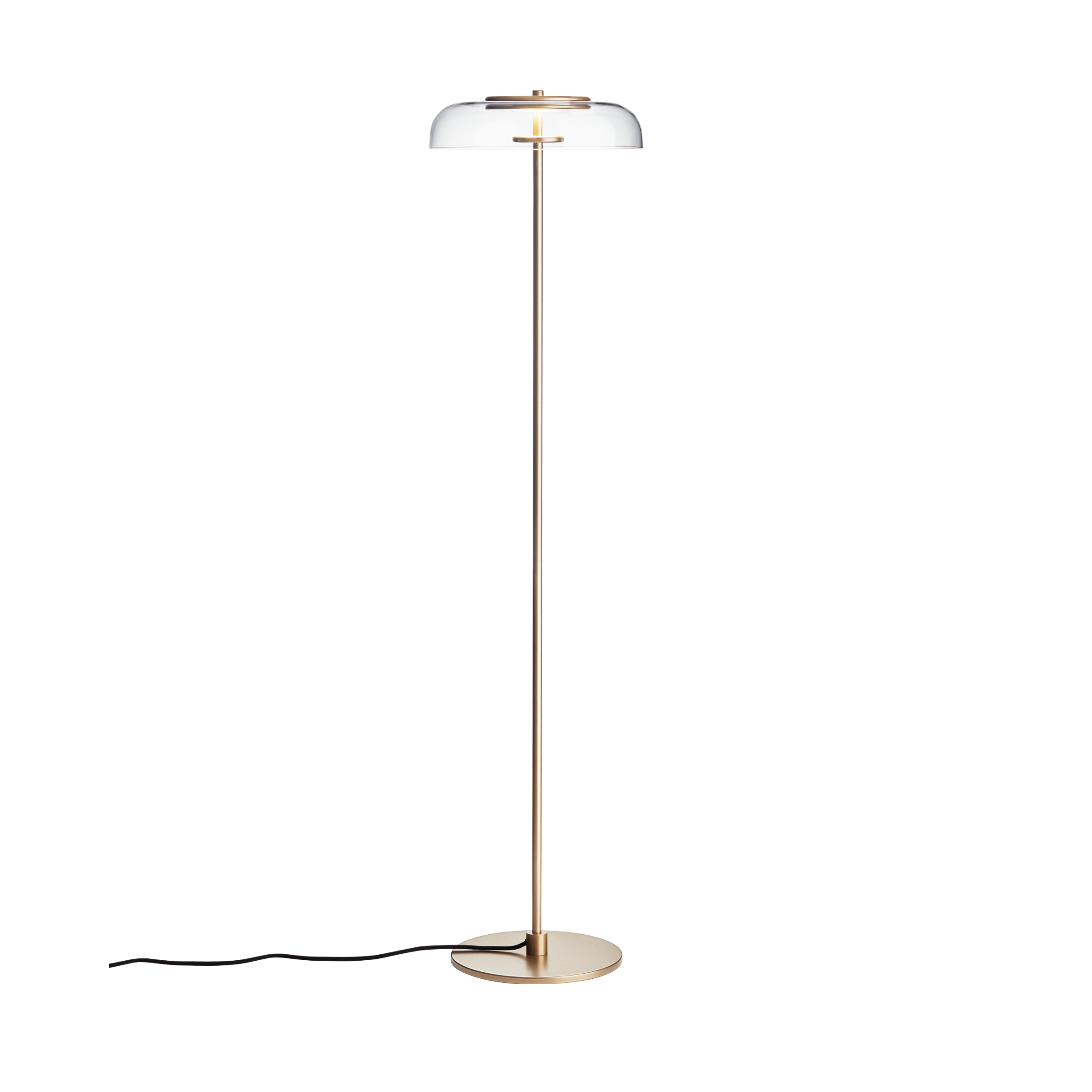 Stehlampe BLOSSI gold mit transparentem Glas