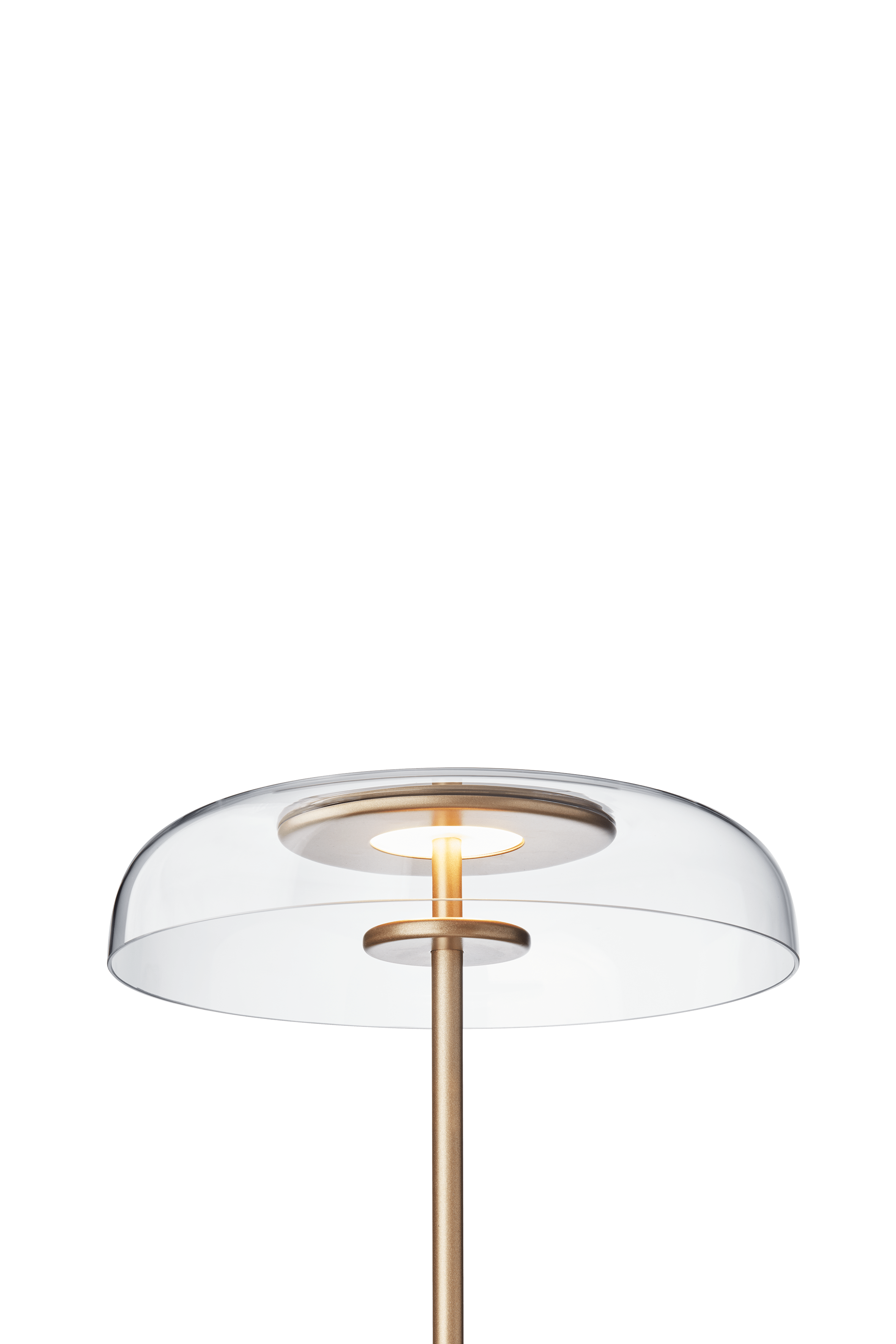 Stehlampe BLOSSI gold mit transparentem Glas