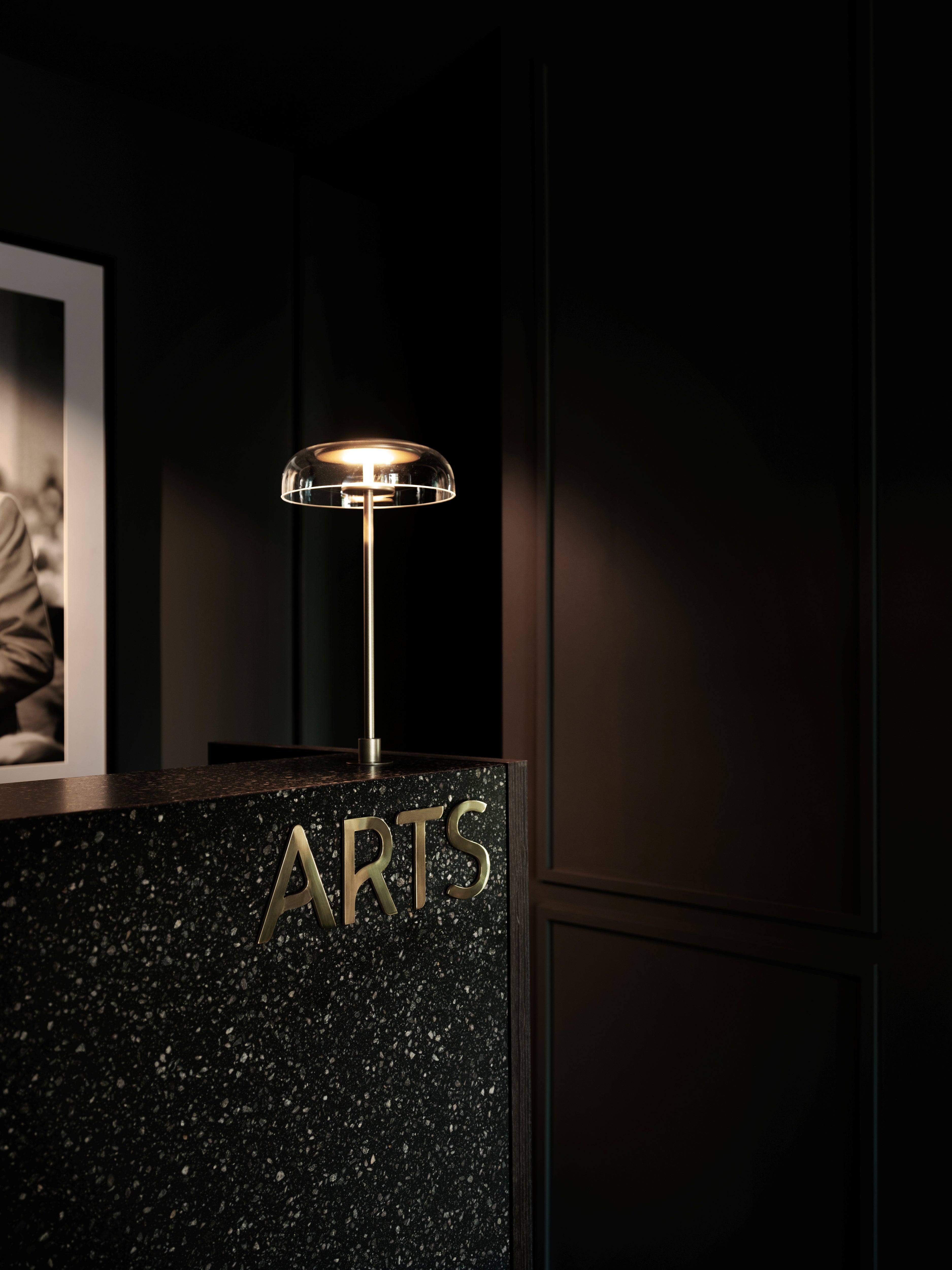 Tafellamp BLOSSI goud met transparant glas