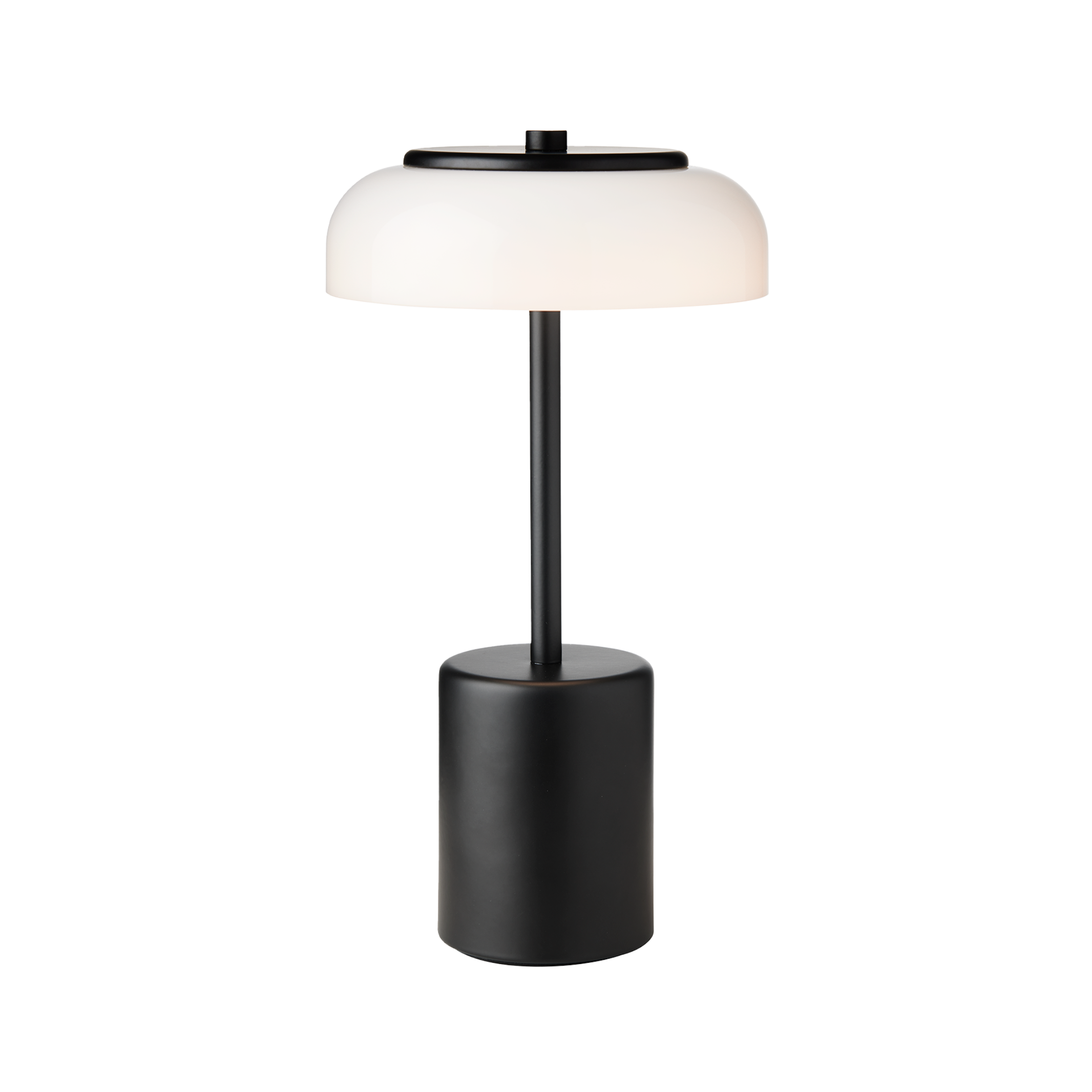 Draagbare lamp BLOSSI zwart met opaalglas