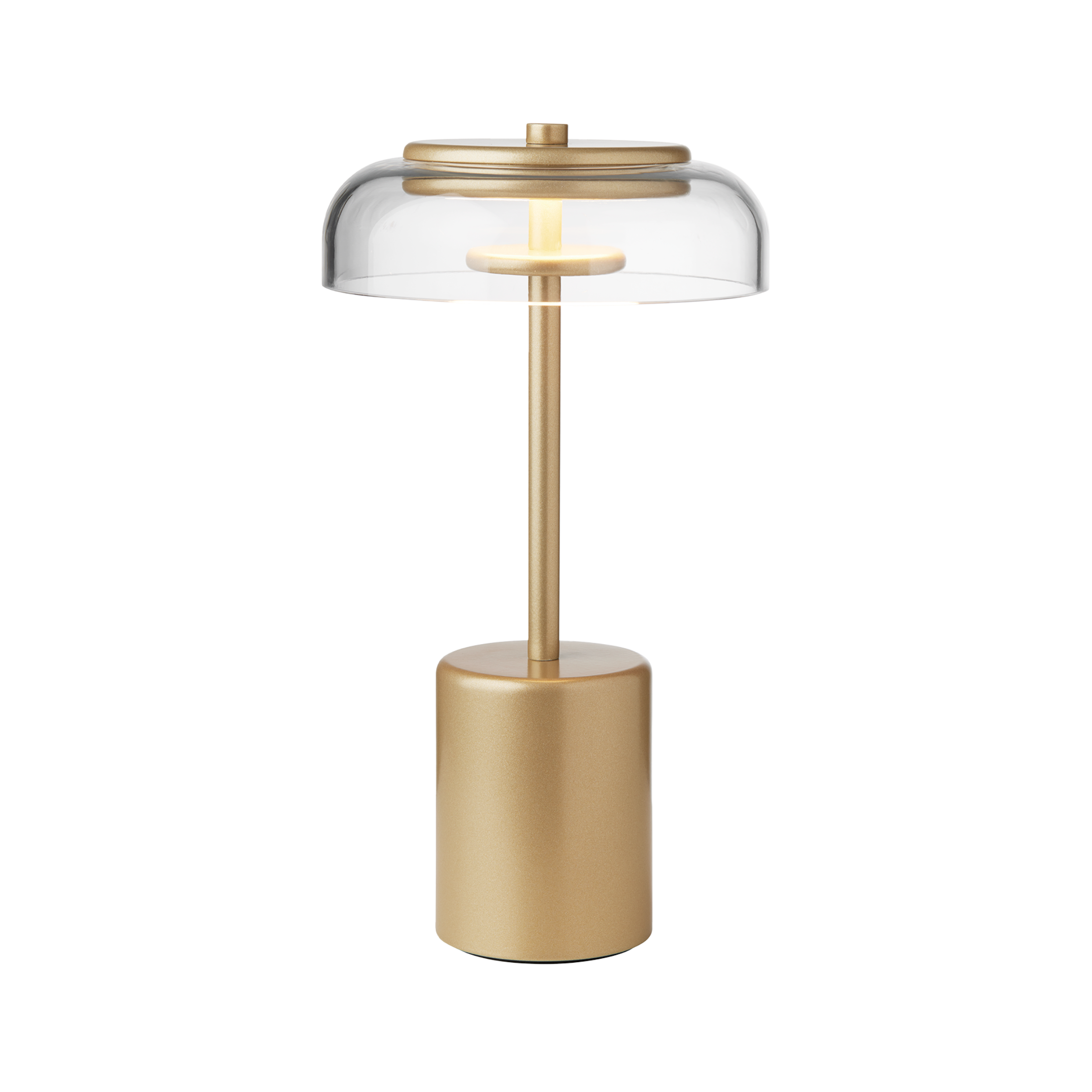 Tragbare Lampe BLOSSI gold mit transparentem Glas