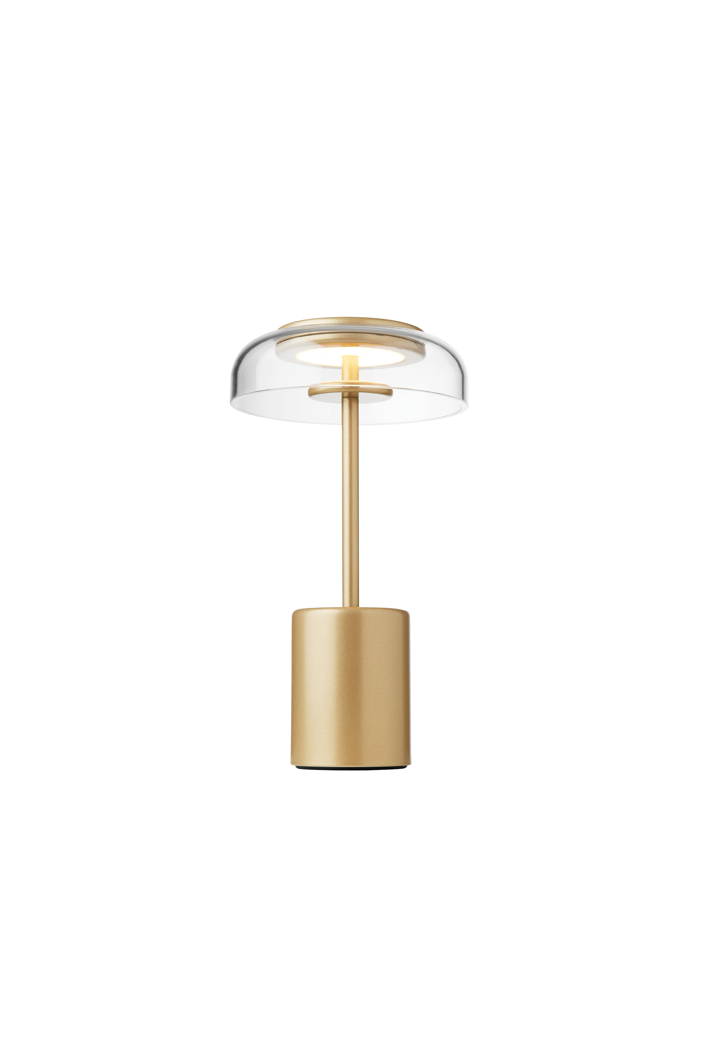 Tragbare Lampe BLOSSI gold mit transparentem Glas