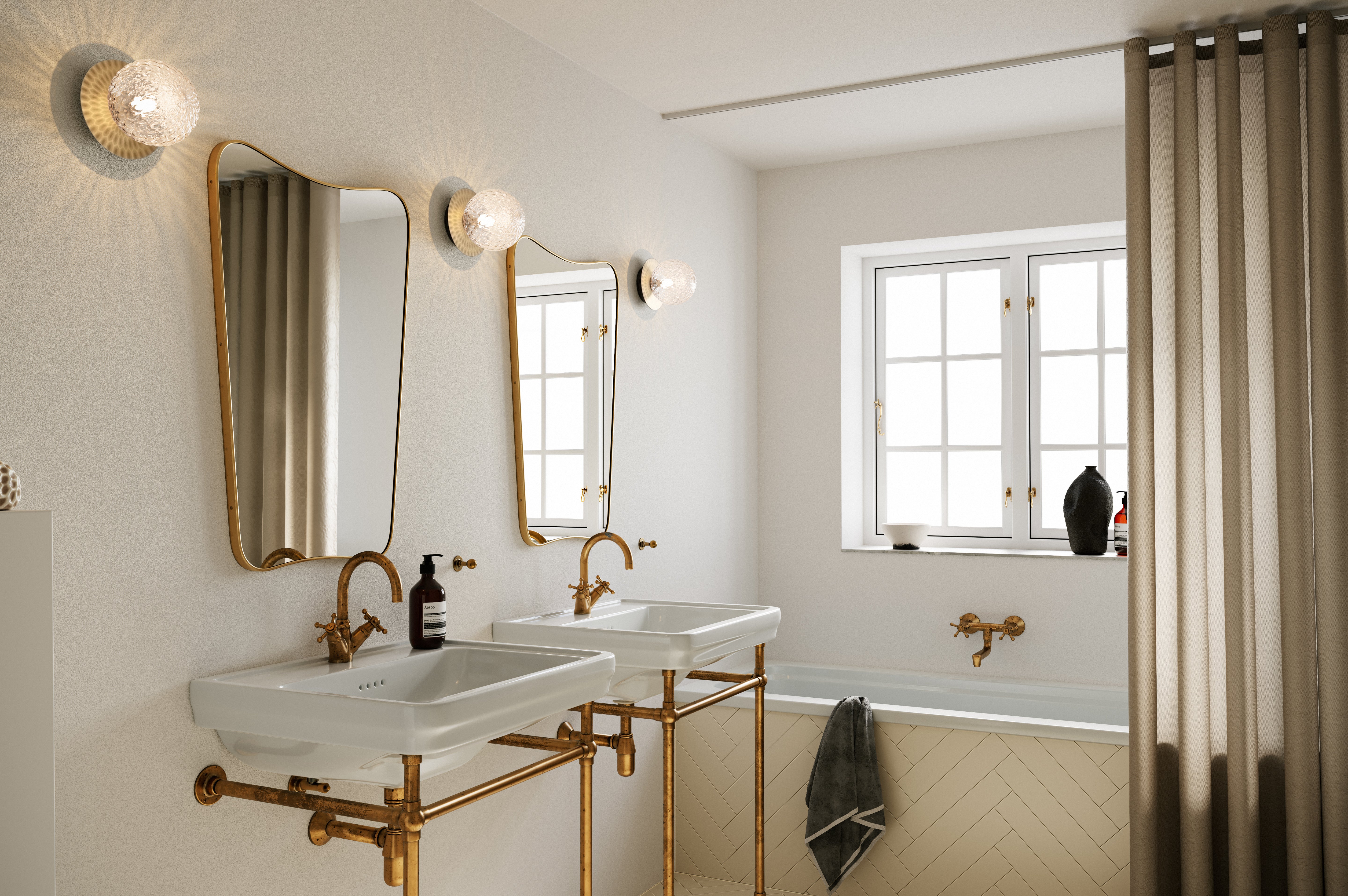Inbouw wandlamp LIILA goud met transparant glas