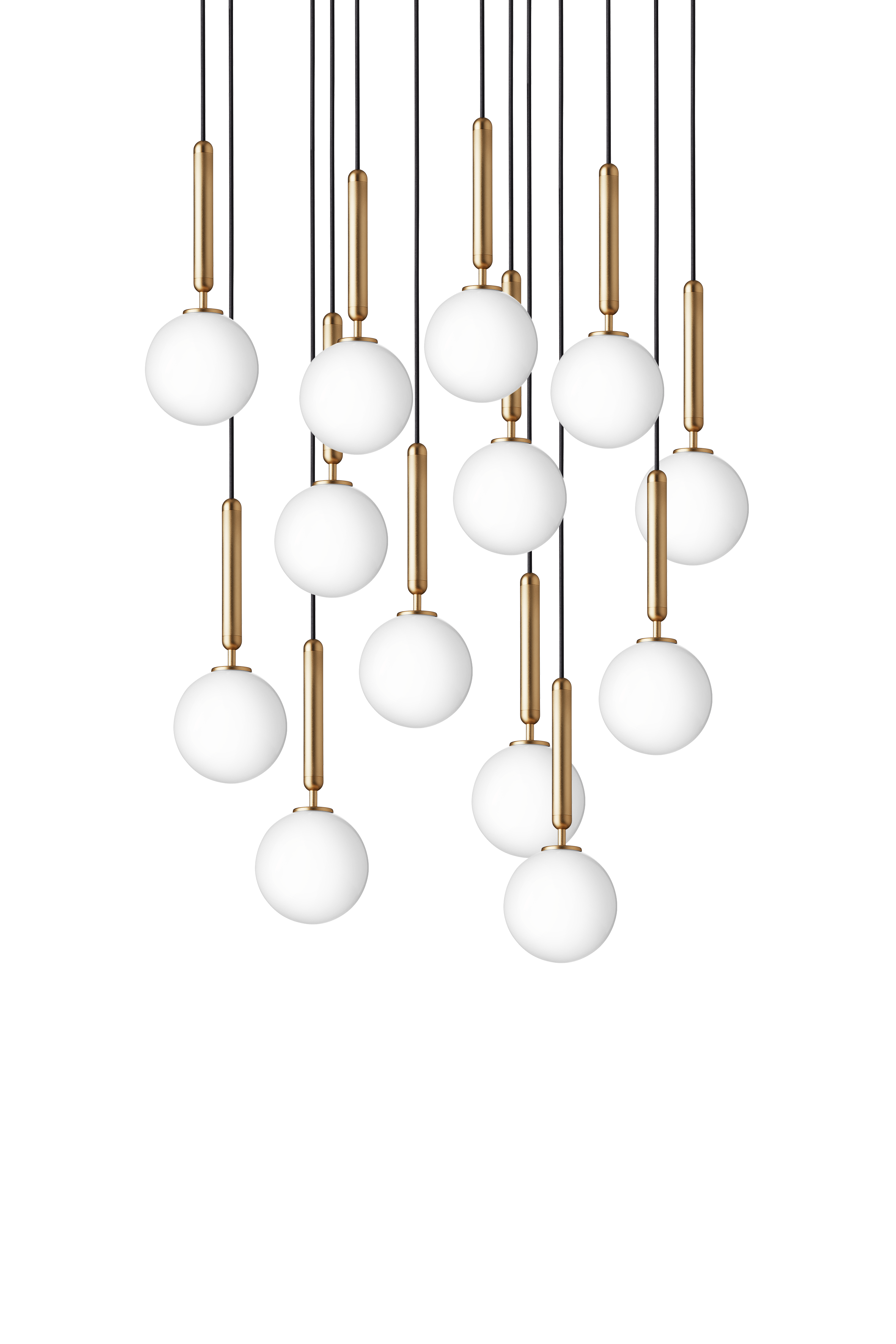 Hanglamp MIIRA 13 messing met opaalglas
