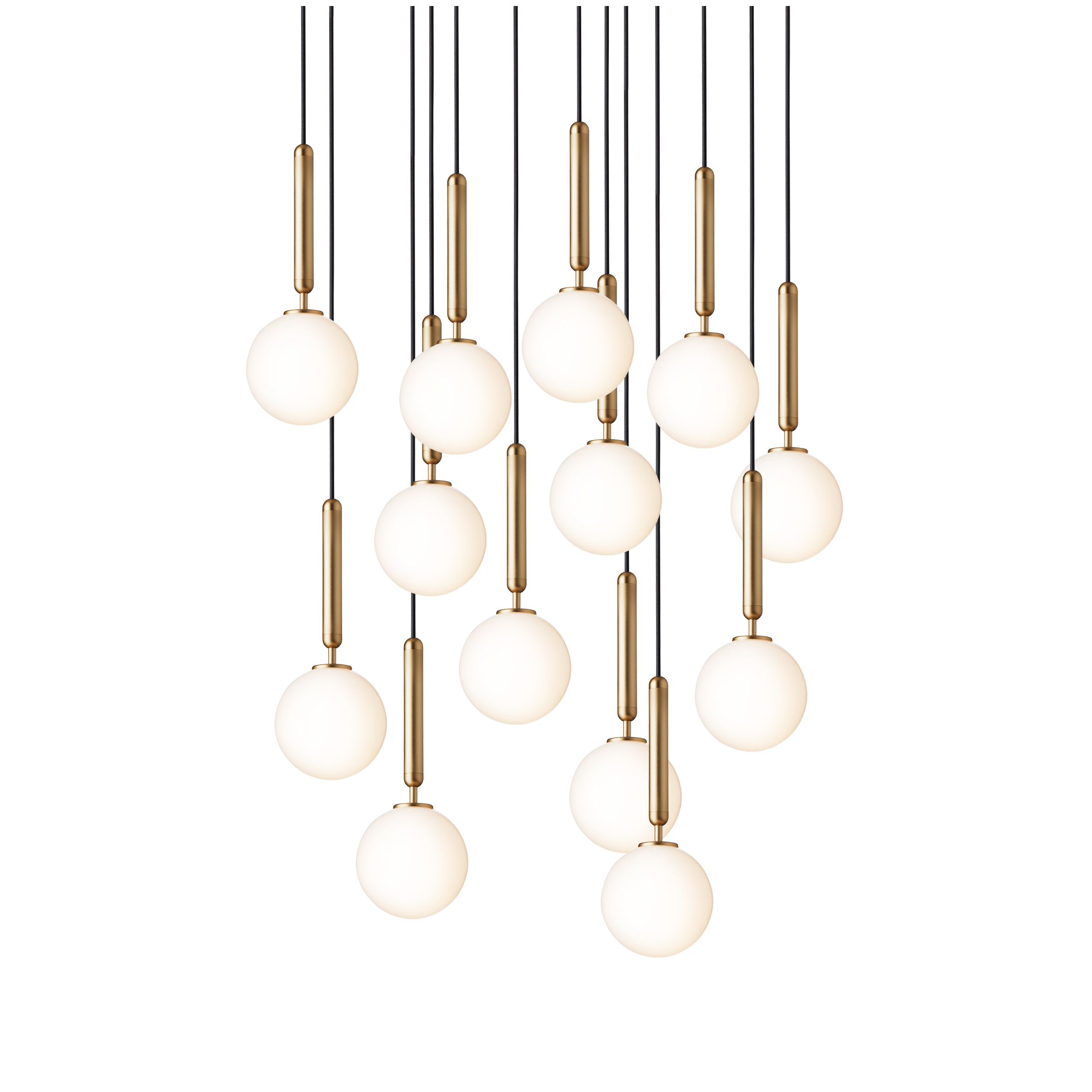 Hanglamp MIIRA 13 messing met opaalglas