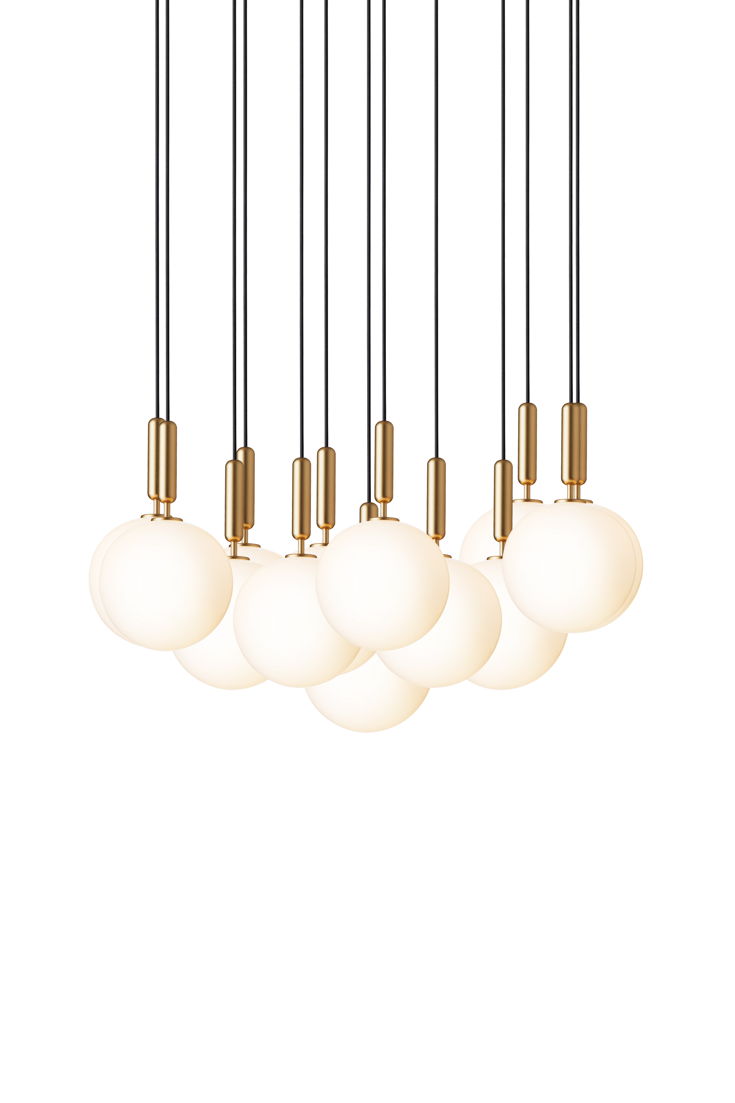 Hanglamp MIIRA 13 messing met opaalglas