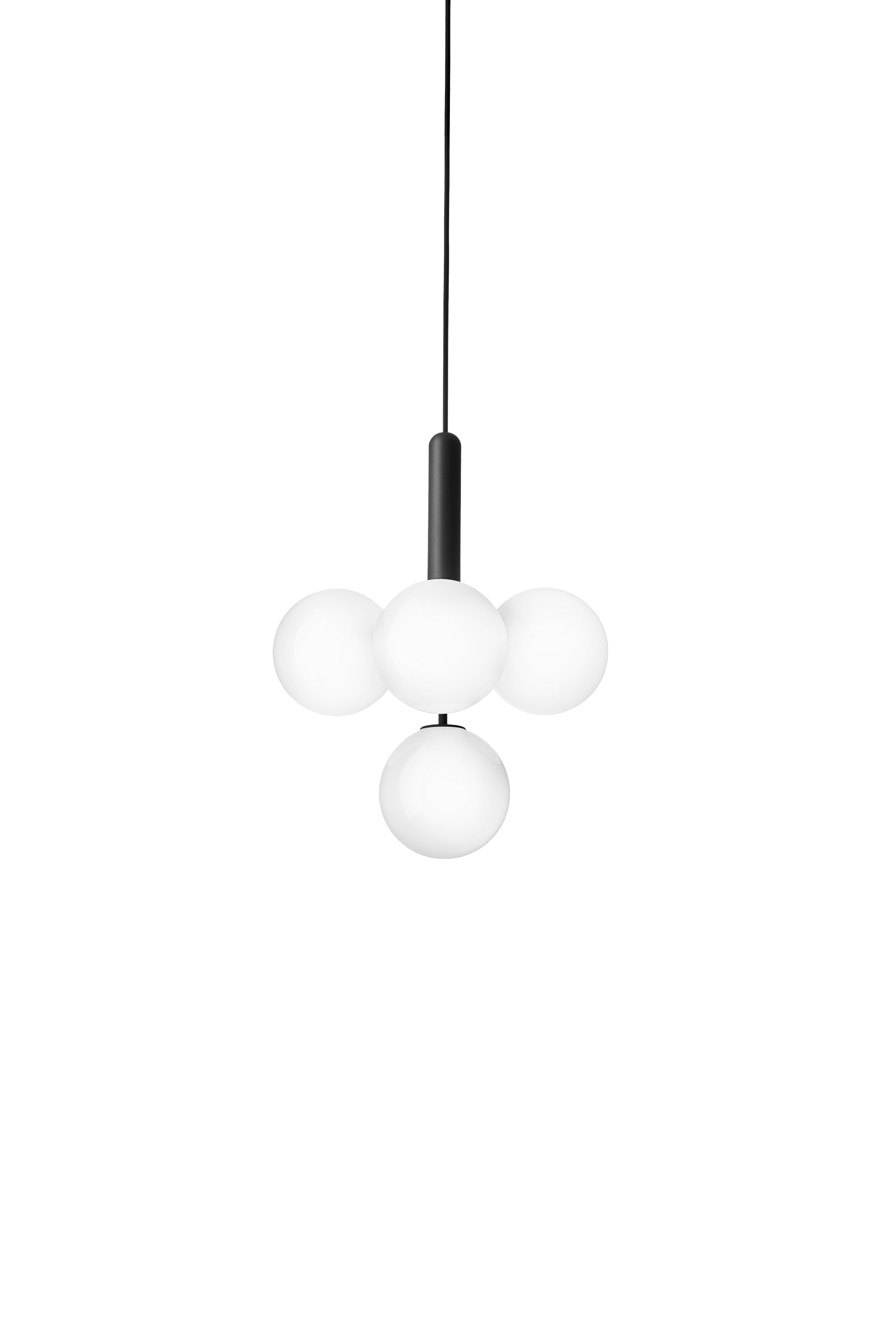 Lampa wisząca MIIRA 4 grafitowy z opalowym szkłem – Nuura