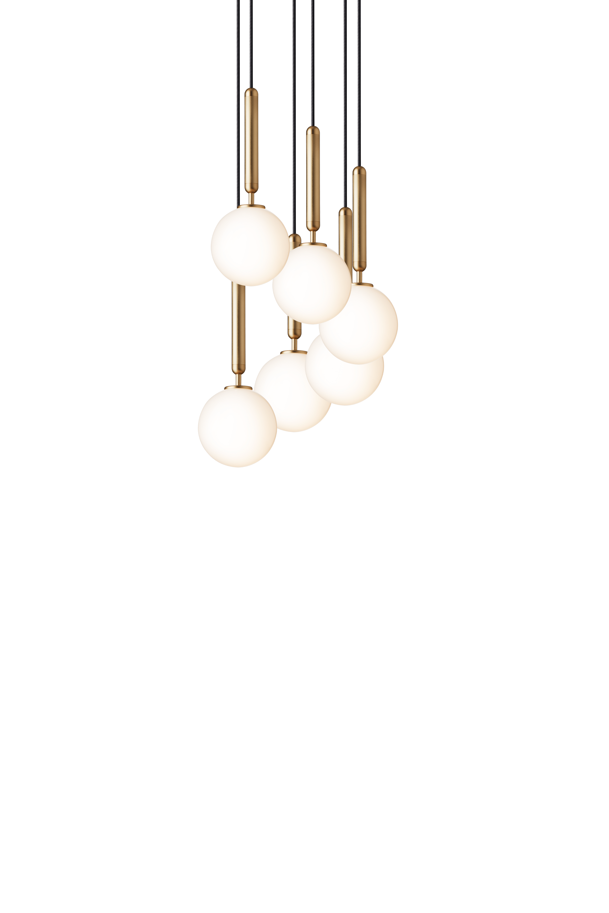 Hanglamp MIIRA 6 messing met opaalglas