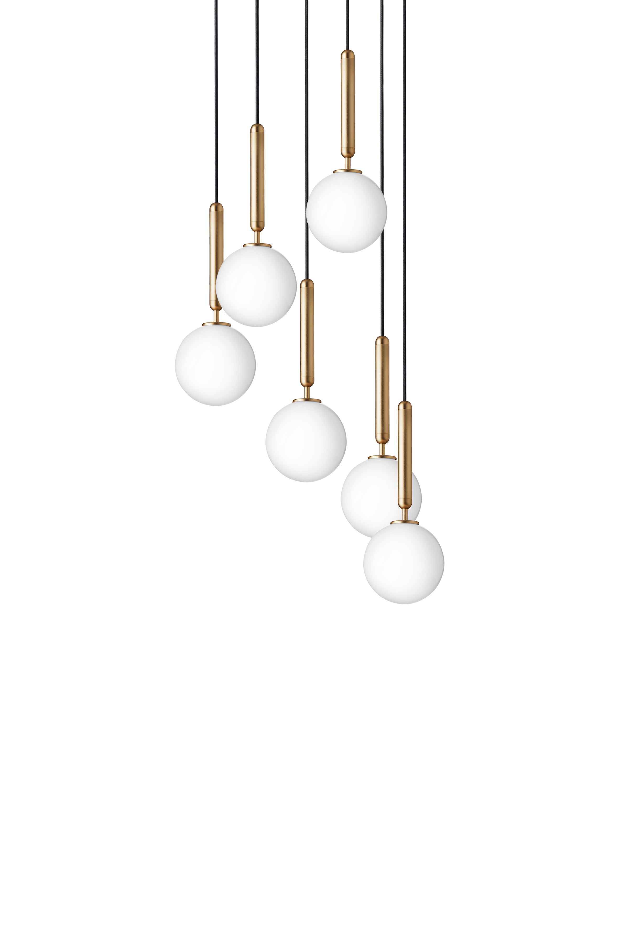 Hanglamp MIIRA 6 messing met opaalglas