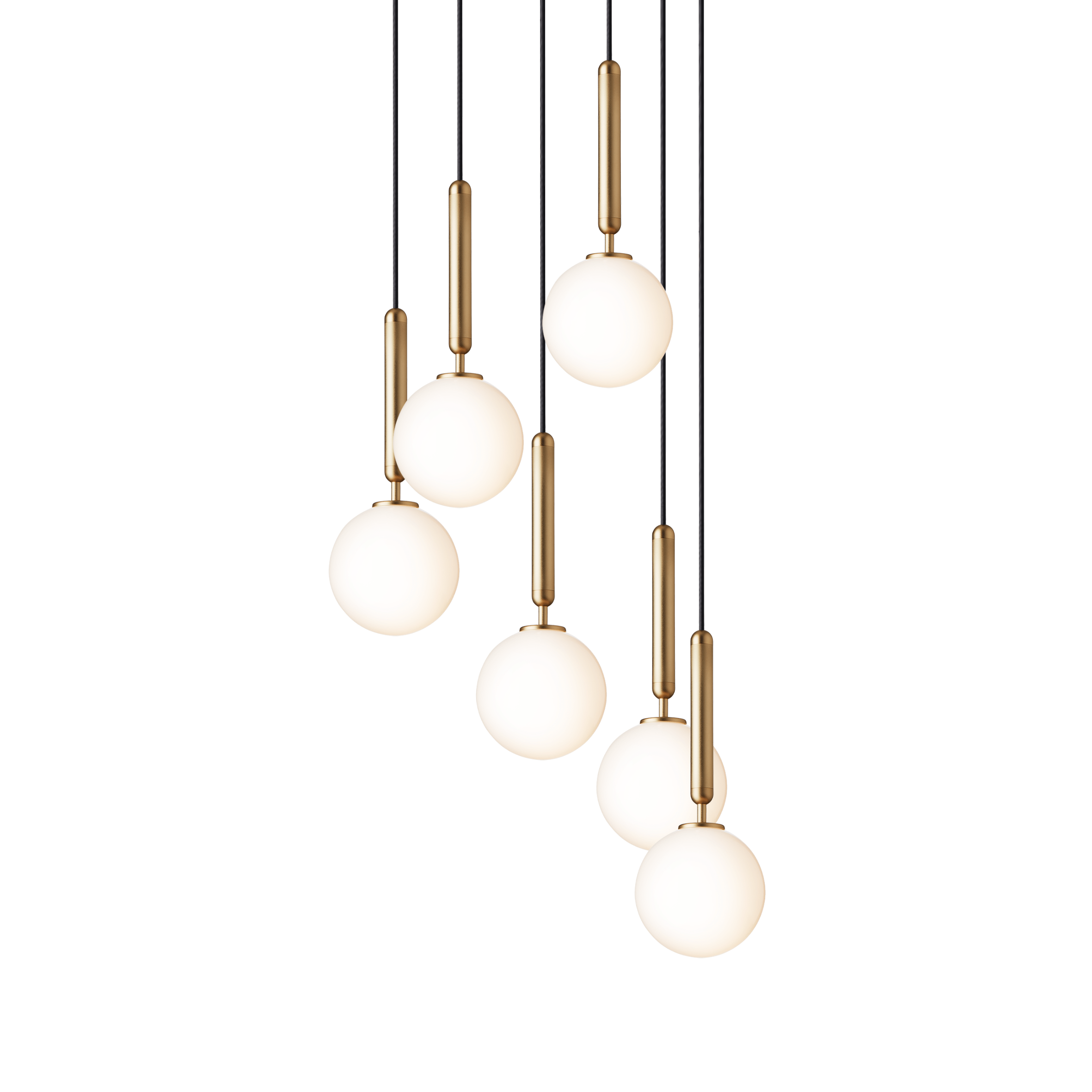 Hanglamp MIIRA 6 messing met opaalglas