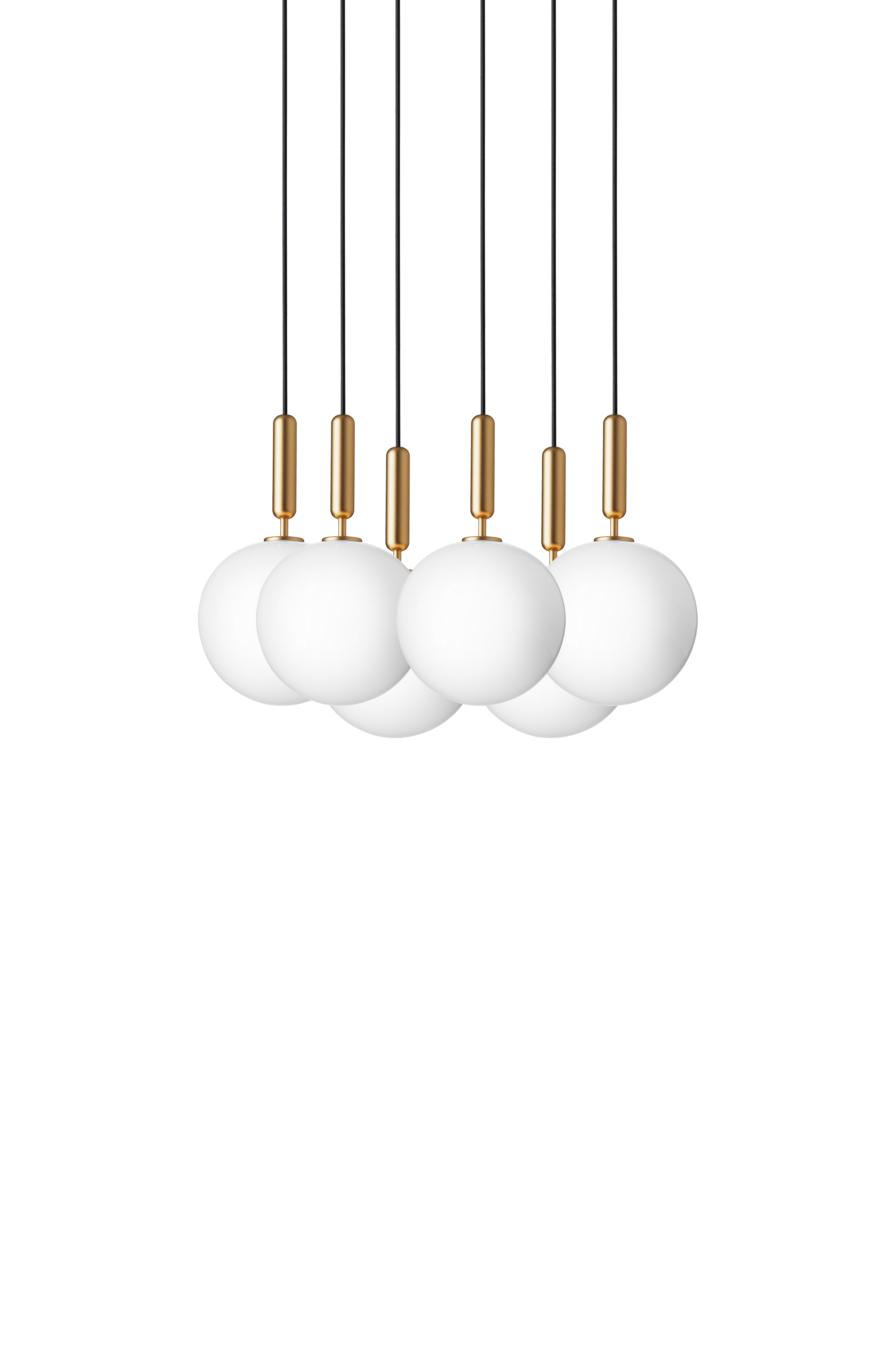 Hanglamp MIIRA 6 messing met opaalglas