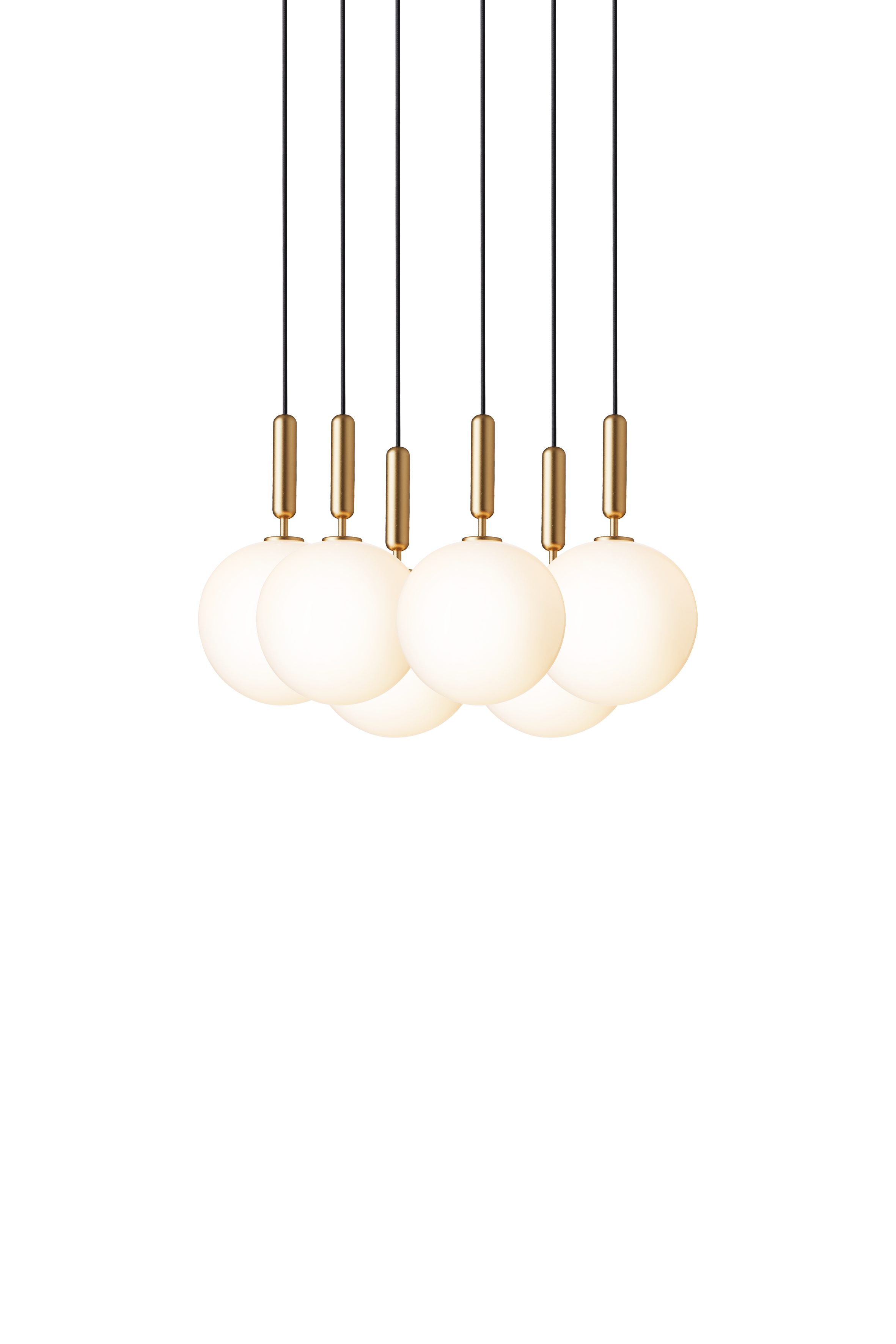 Hanglamp MIIRA 6 messing met opaalglas
