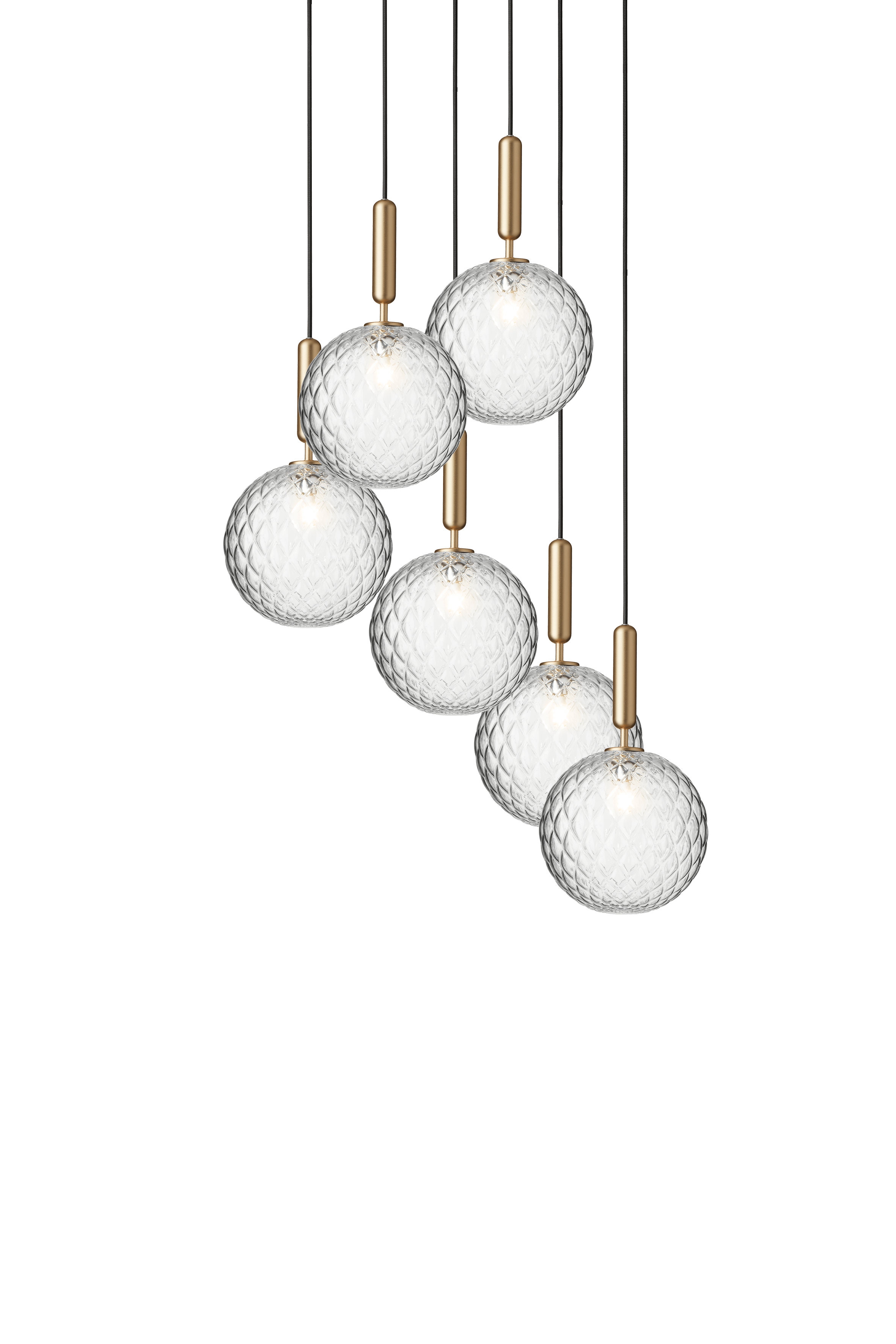 Lampa wisząca MIIRA 6 mosiężny z transparentnym szkłem – Nuura