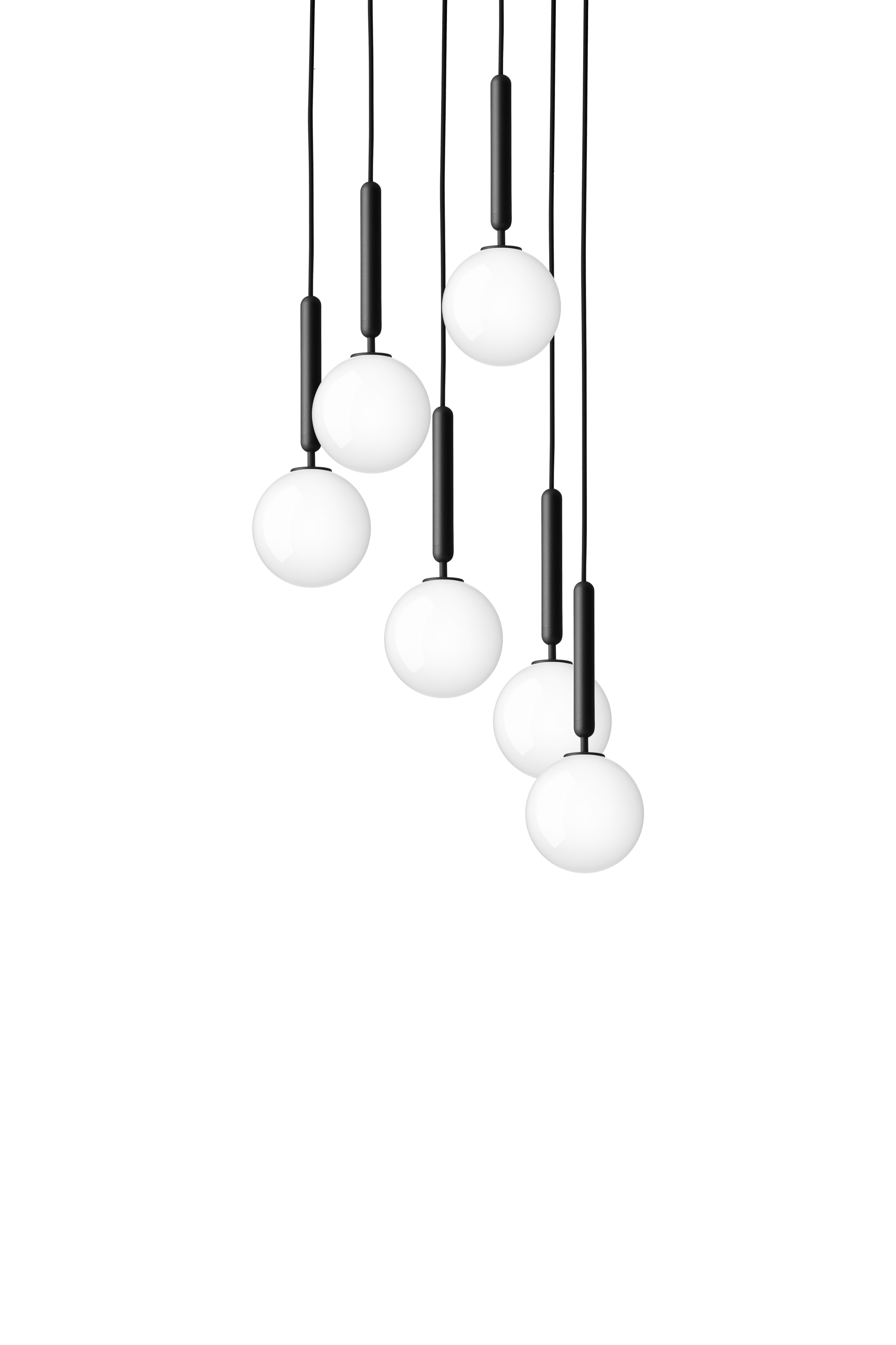 Lampa wisząca MIIRA 6 grafitowy z opalowym szkłem – Nuura