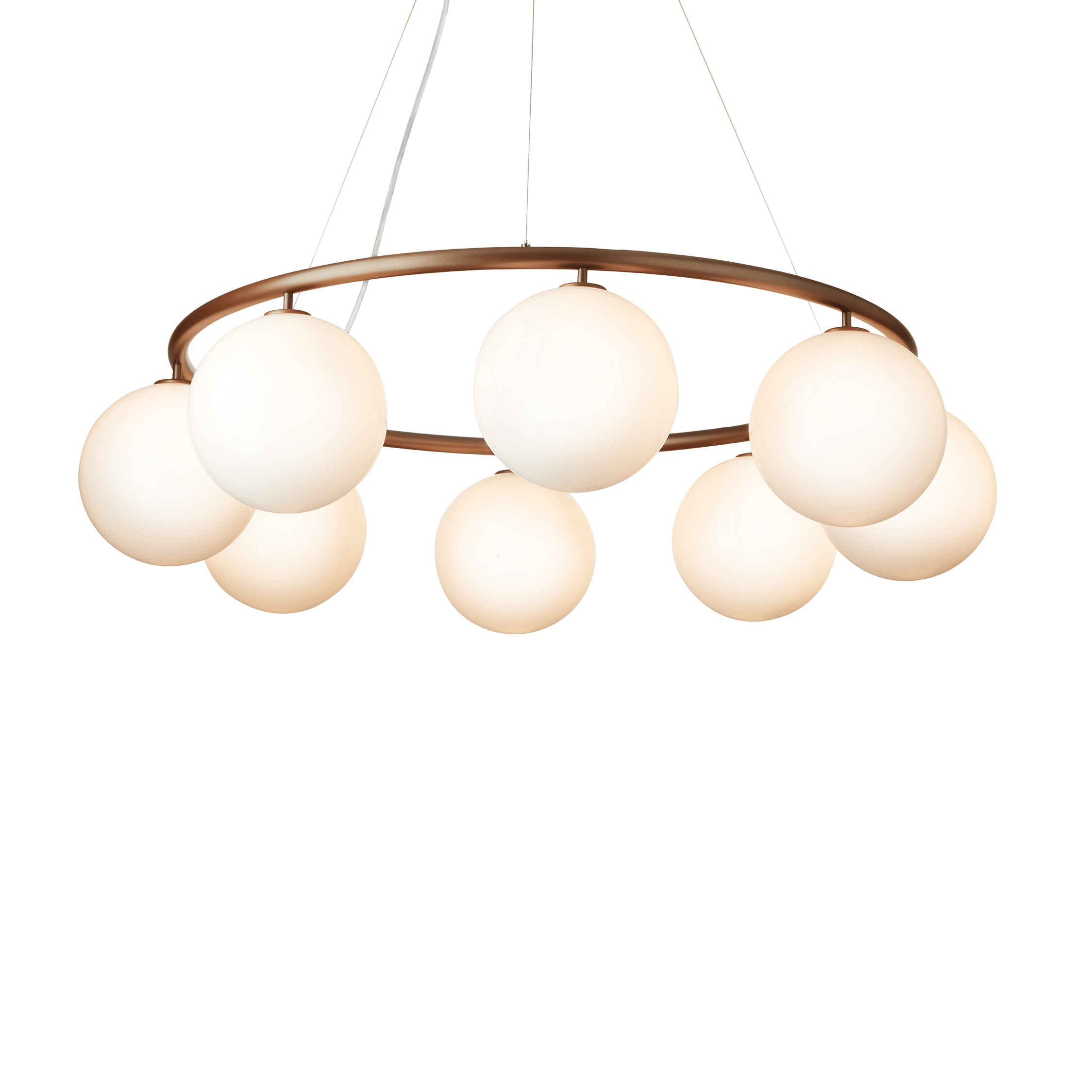 Lampa wisząca MIIRA 8 CIRCULAR ciemnobrązowy z opalowym szkłem – Nuura