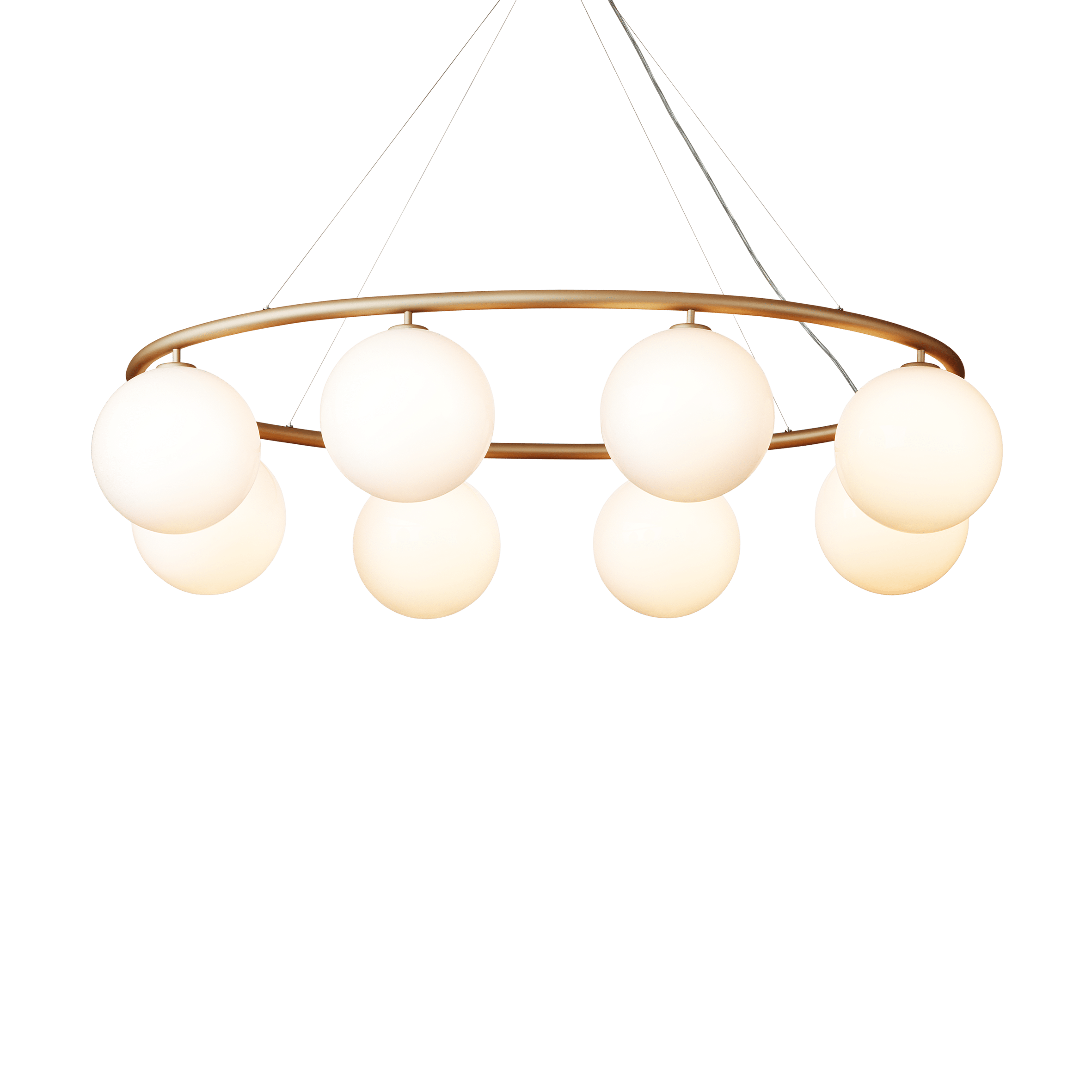 Lampa wisząca MIIRA 8 OVAL mosiężny z opalowym szkłem – Nuura