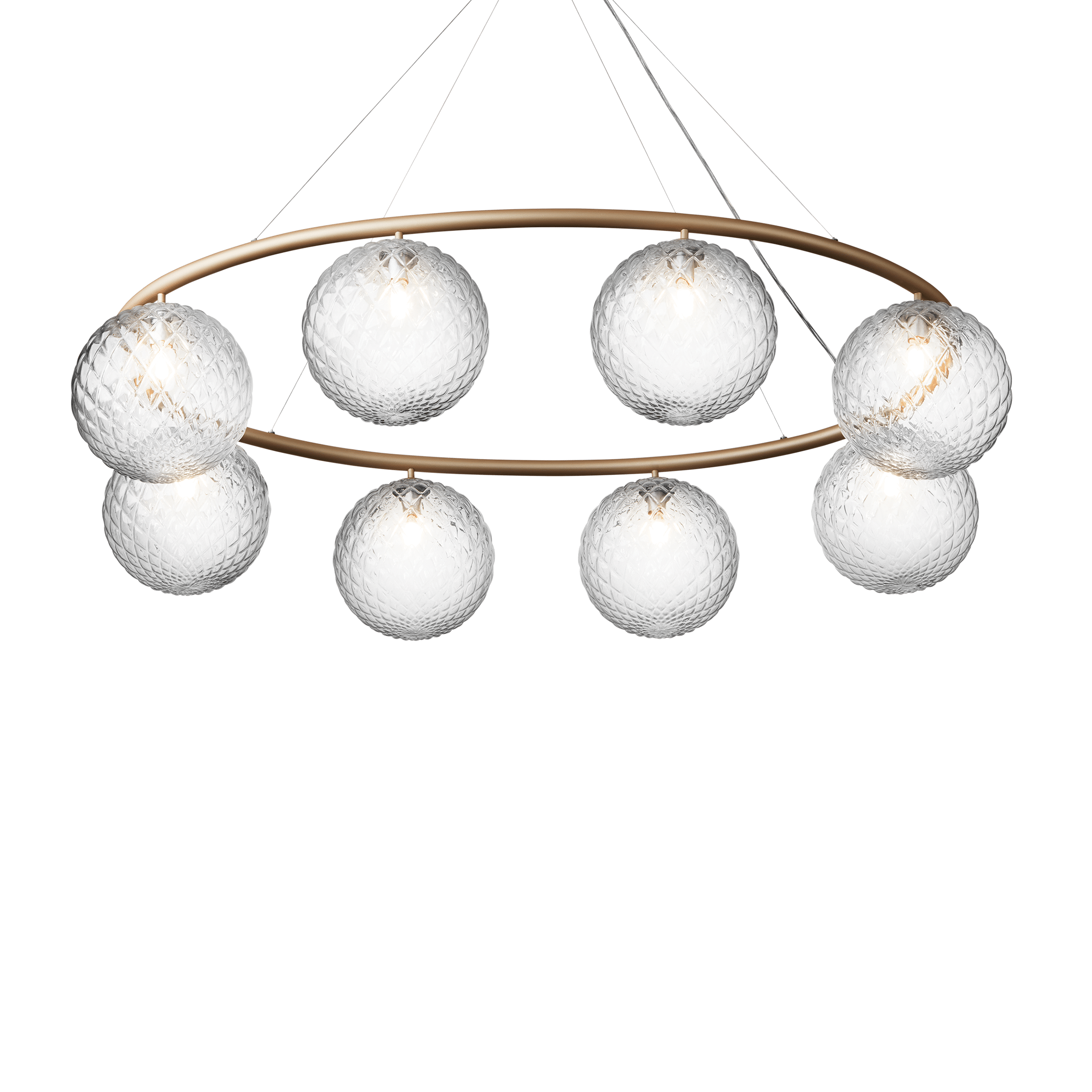 Lampa wisząca MIIRA 8 OVAL mosiężny z transparentnym szkłem – Nuura