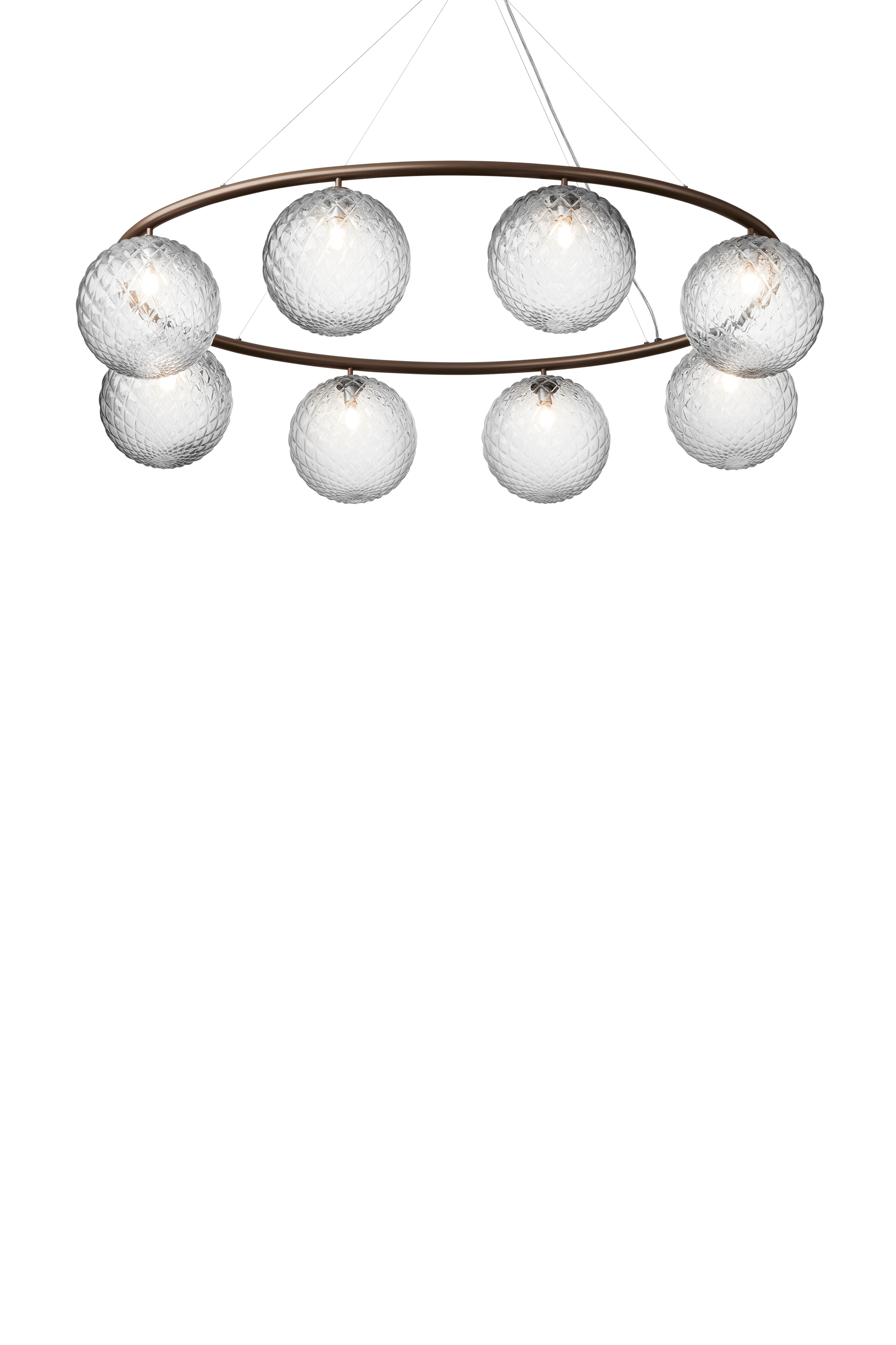 Lampa wisząca MIIRA 8 OVAL ciemnobrązowy z transparentnym szkłem – Nuura
