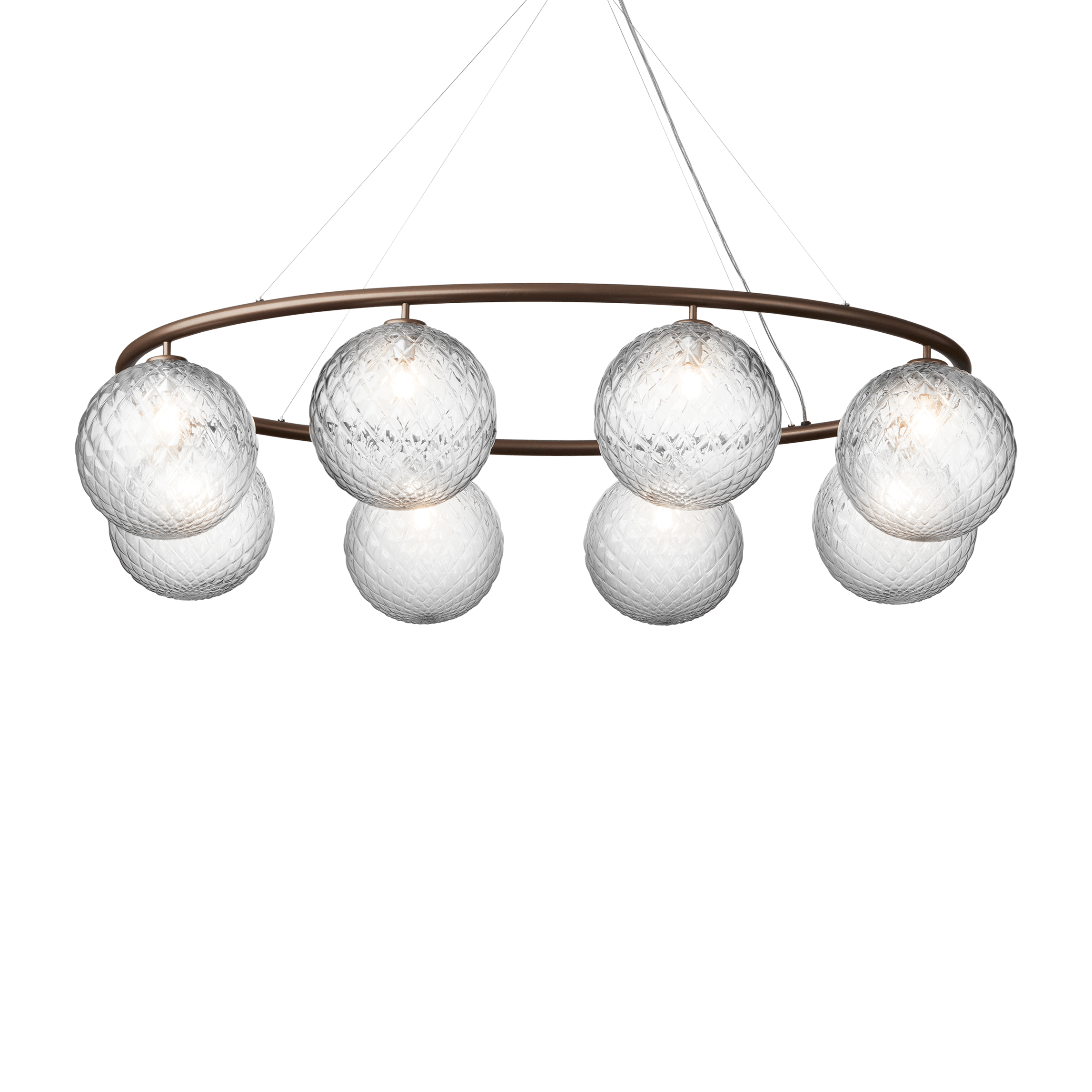 Lampa wisząca MIIRA 8 OVAL ciemnobrązowy z transparentnym szkłem – Nuura
