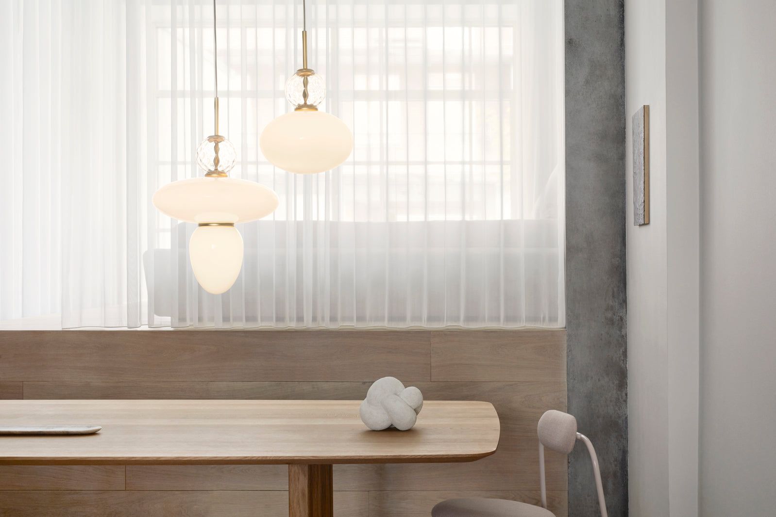 RIZZATTO 32 Brass Pendant Lamp with Opal Glass