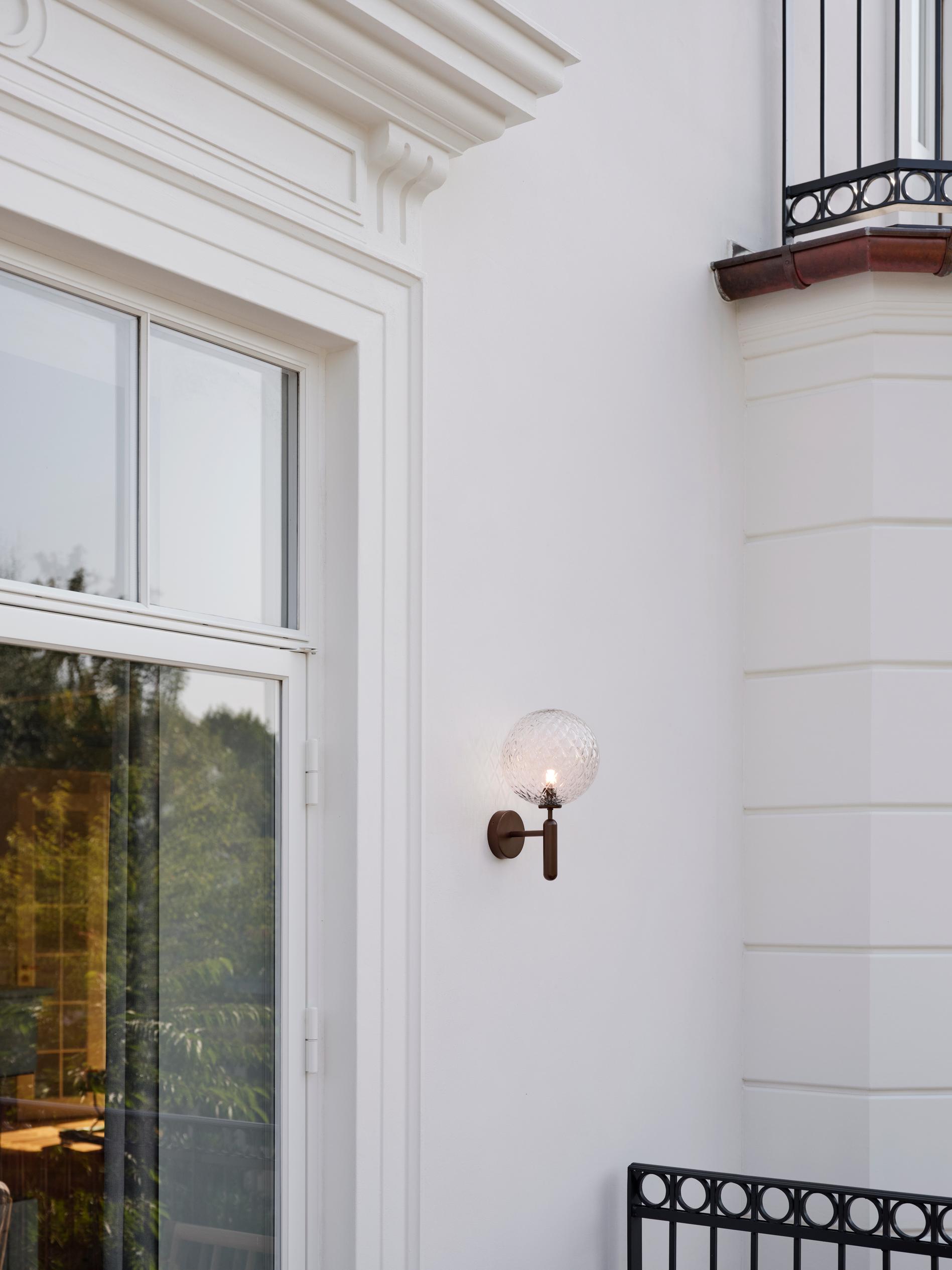 Buitenwandlamp MIIRA donkerbruin met transparant glas