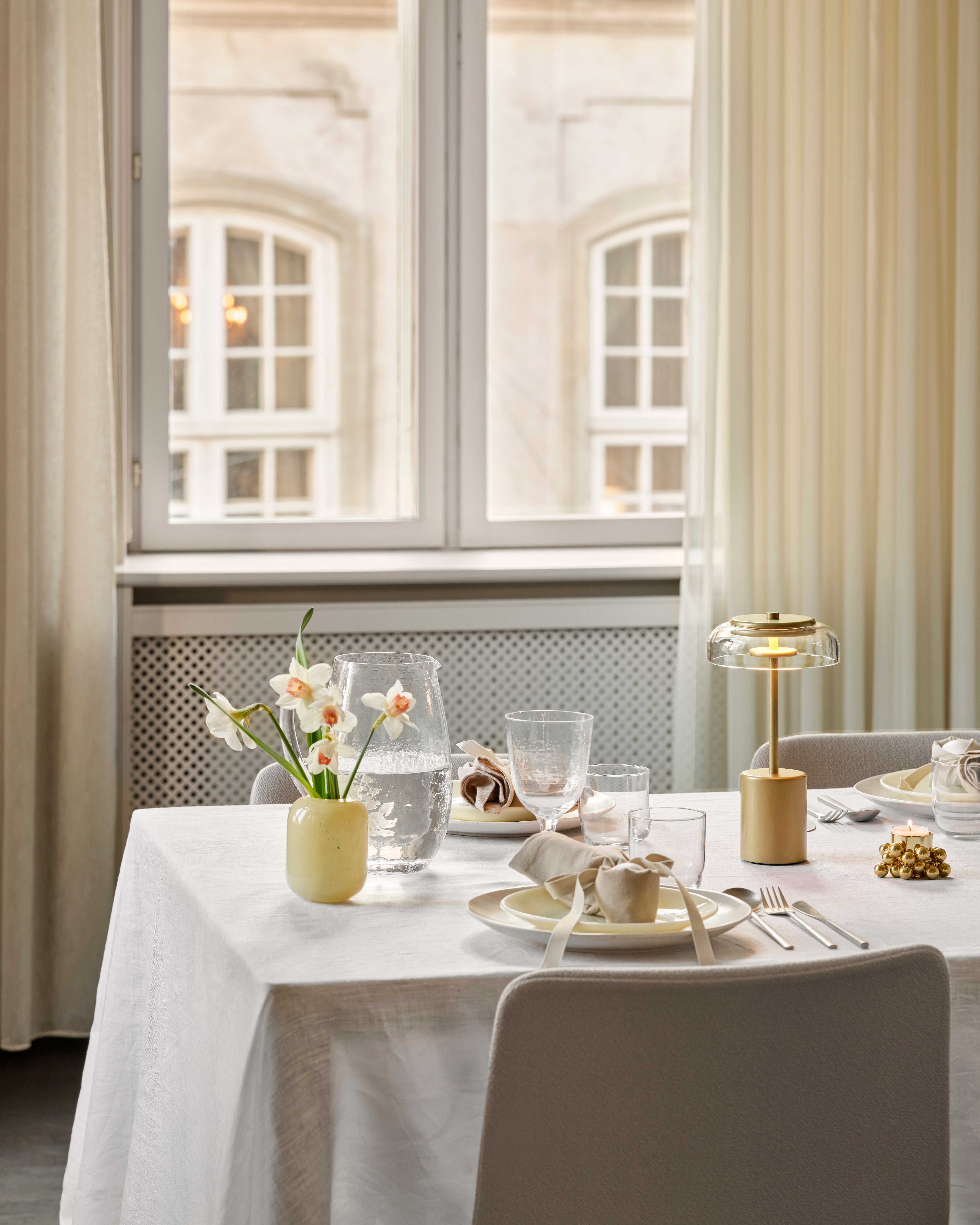 Tragbare Lampe BLOSSI gold mit transparentem Glas