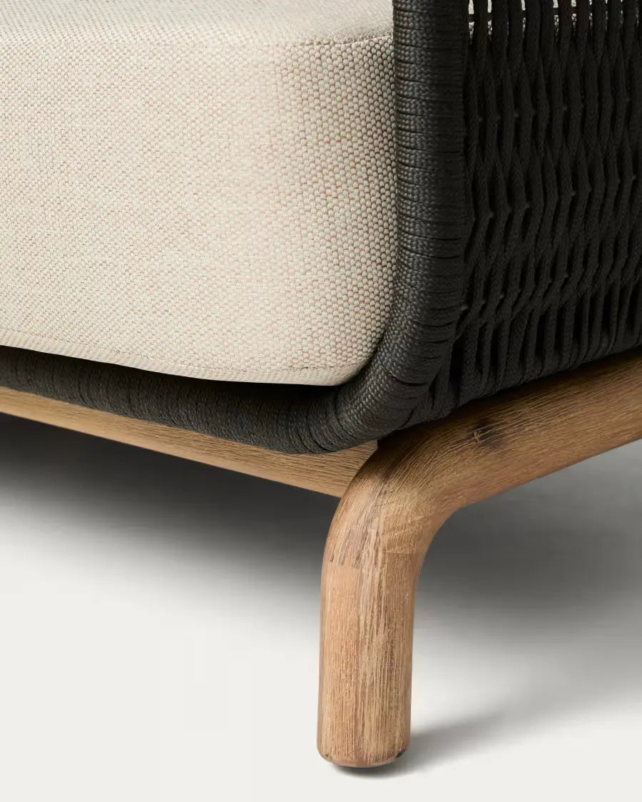 Sofa ogrodowa 3-osobowa ALIPA czarny z beżowym na taras i do ogrodu – Kave Home