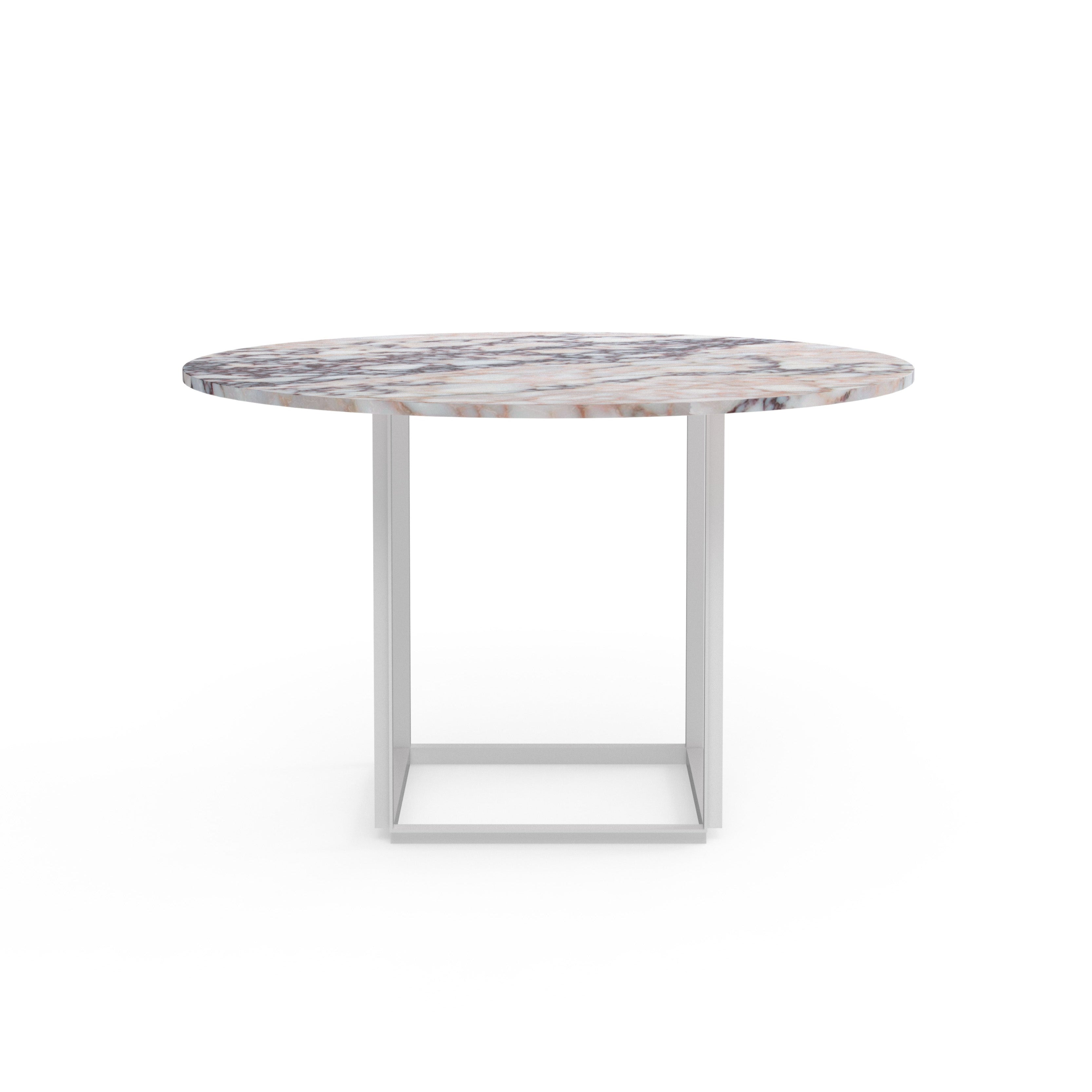Ronde tafel FLORENCE wit-paarse marmer met witte voet