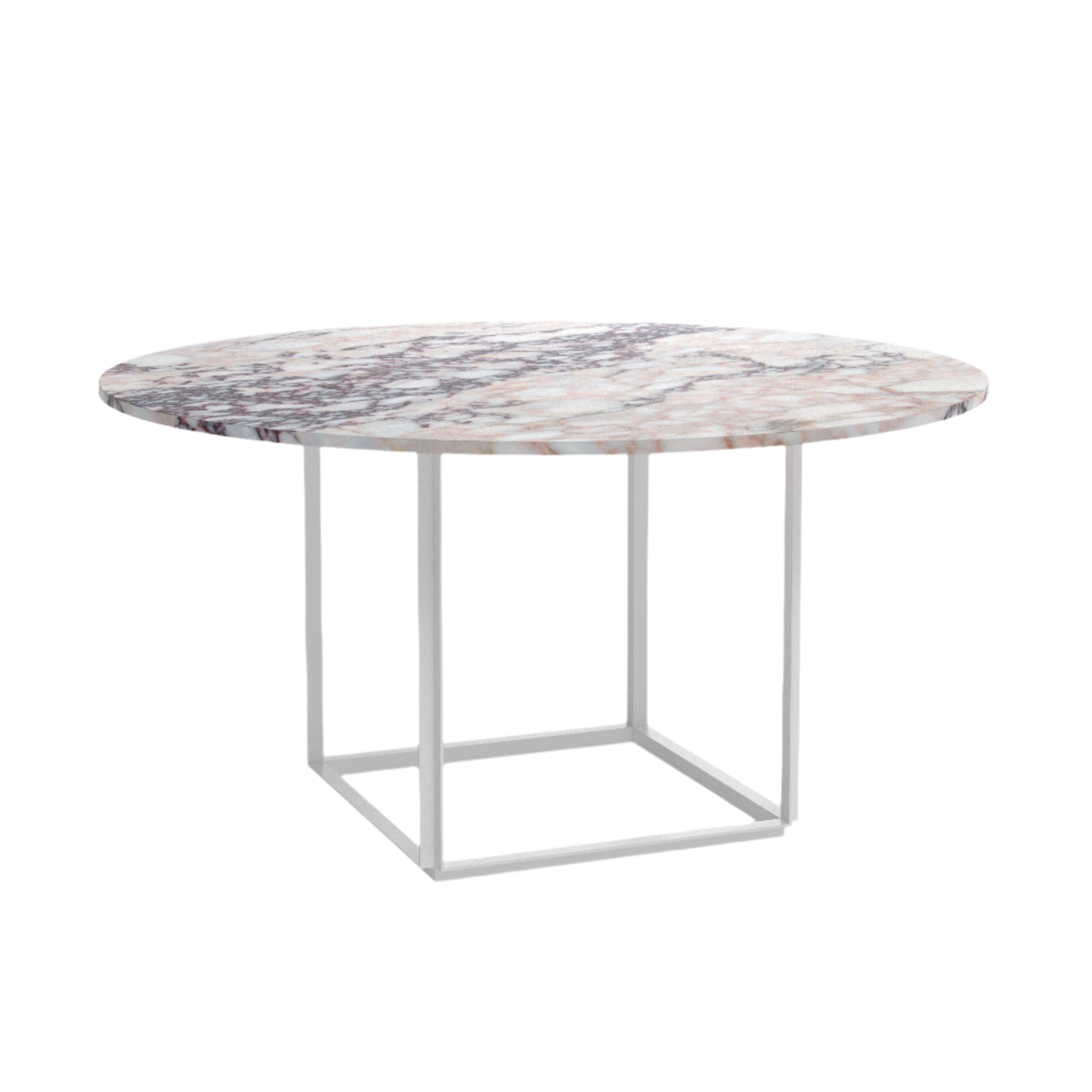 Ronde tafel FLORENCE wit-paarse marmer met witte voet