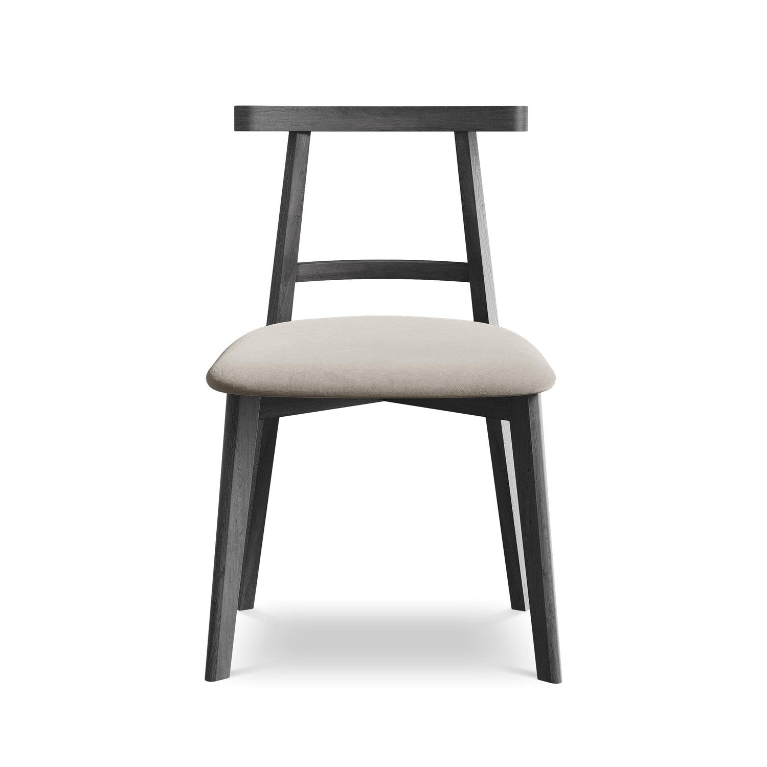 Fluwelen stoel OHELO taupe met zwarte beukenhouten basis