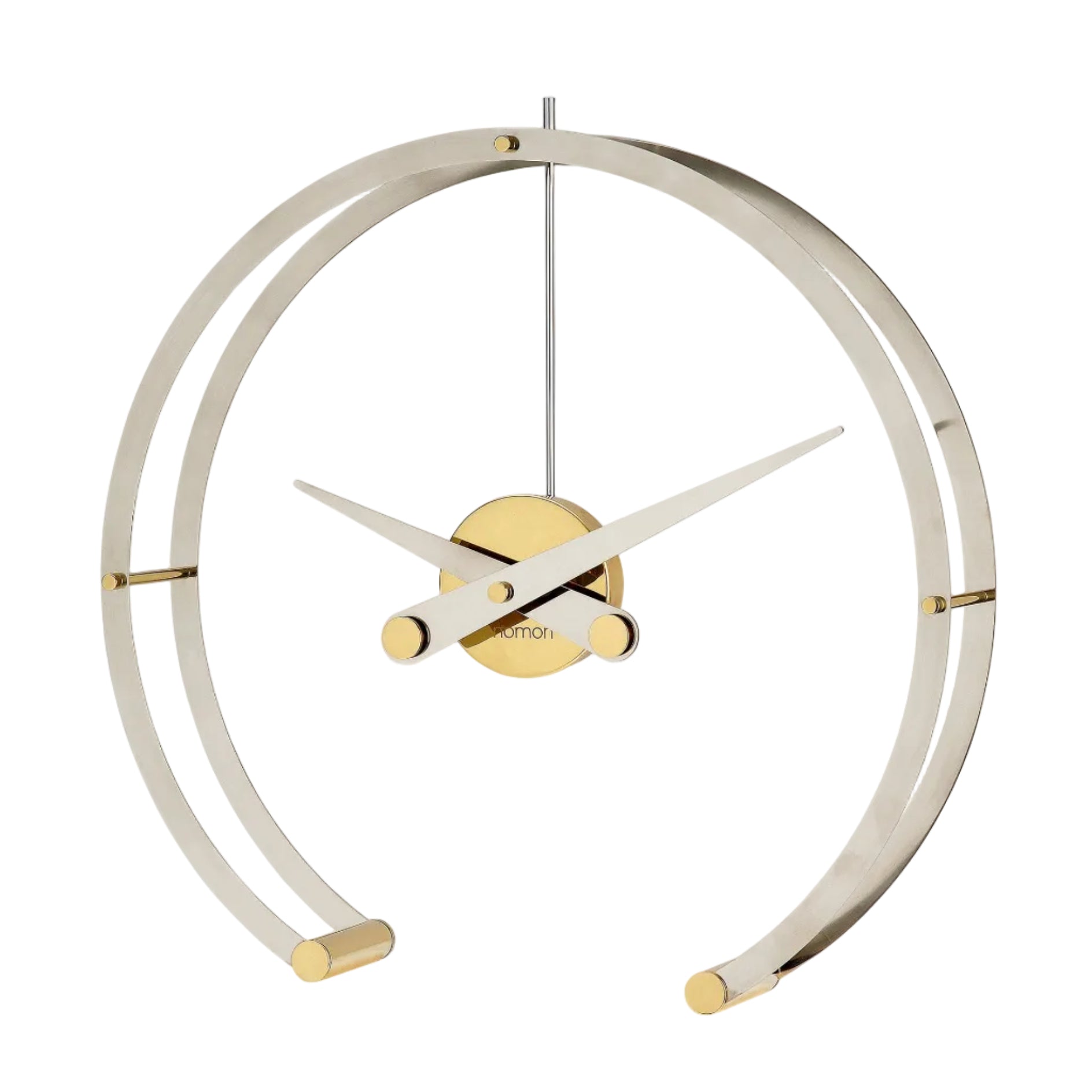 OMEGA table clock in chrome with brass finish