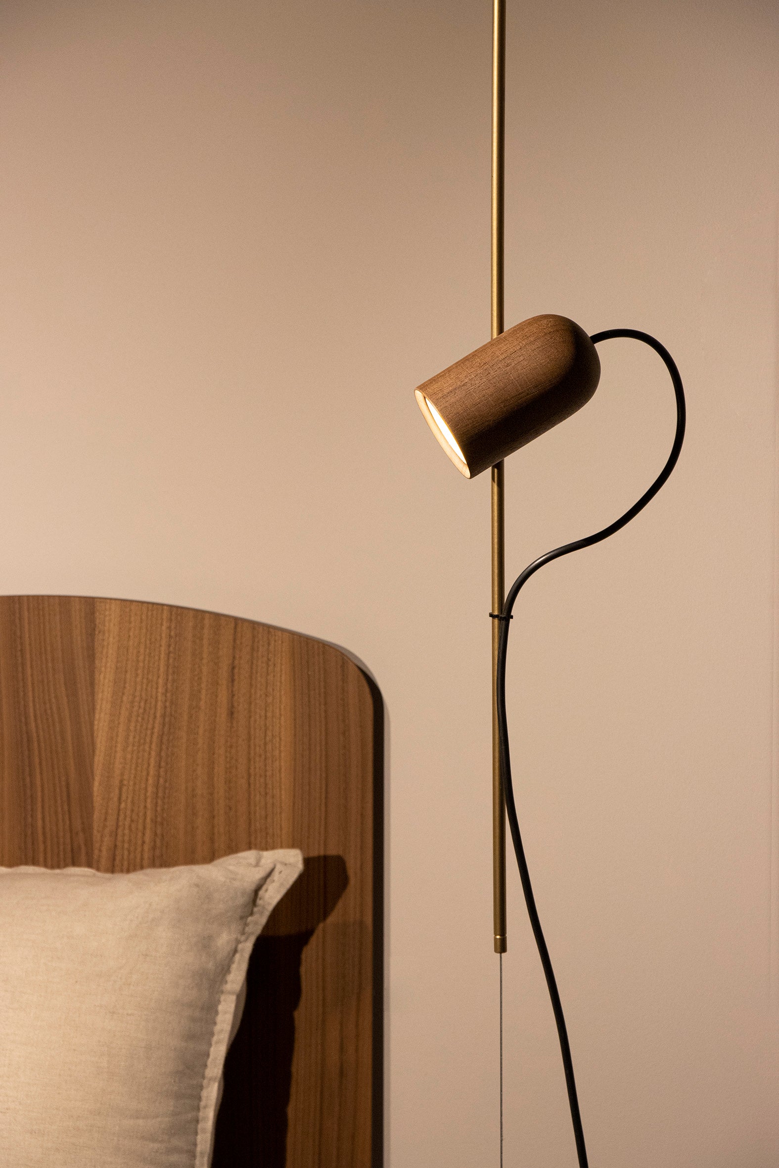 ONFA Pendant Lamp in Walnut Wood with Brass Finish