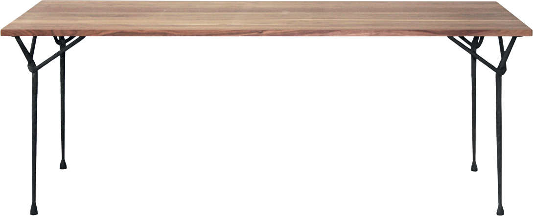 OFFICINA walnut wood table with anthracite base