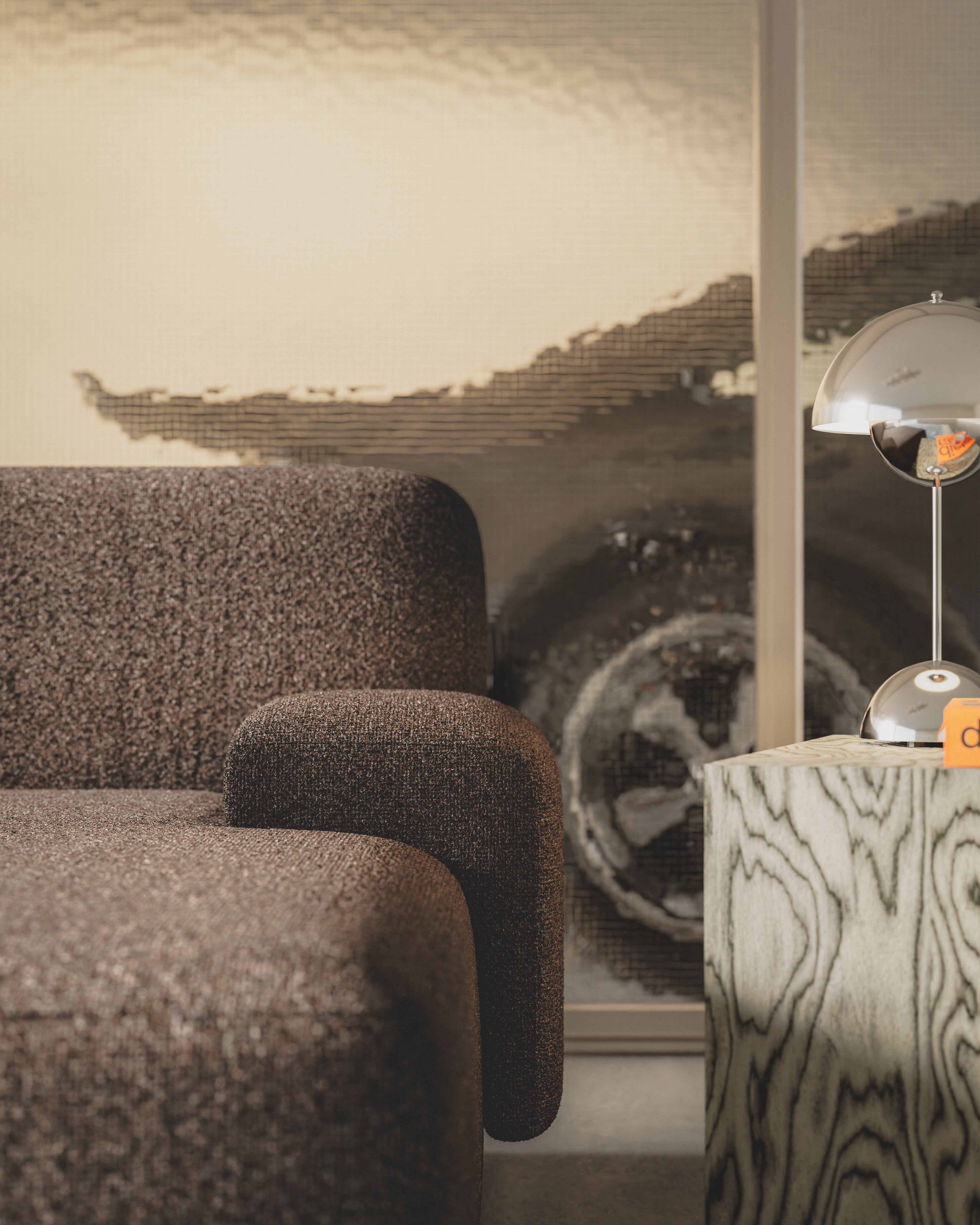 Offene rechteckige modulare Eckcouch UMI braun