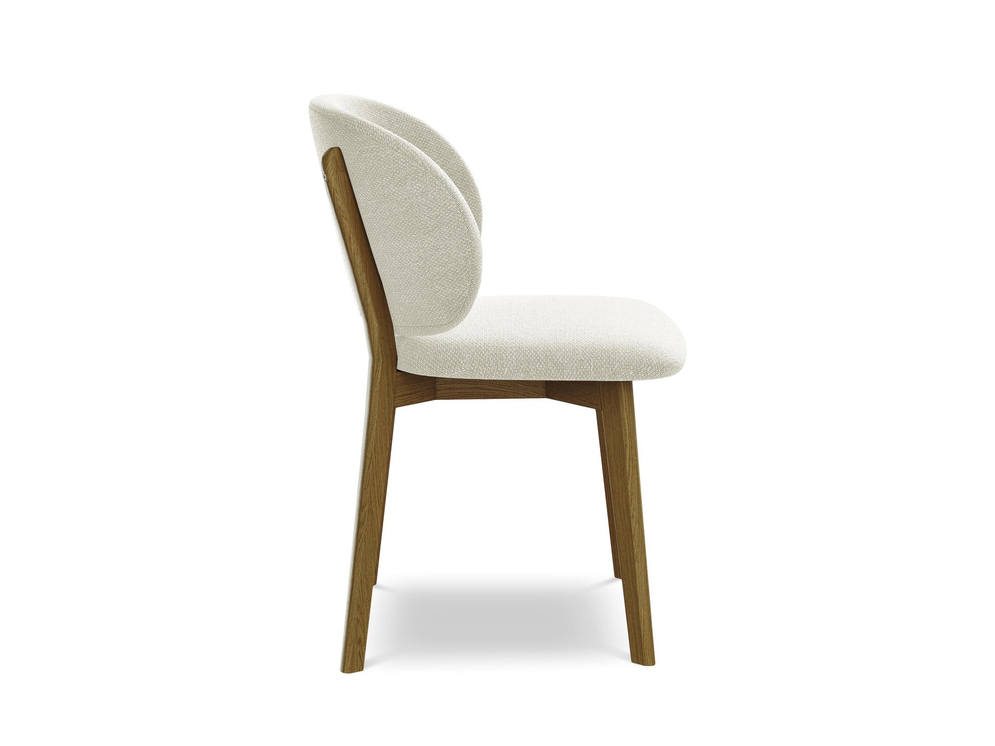 Stoel PAHOA zandkleurige boucle met beukenhouten basis