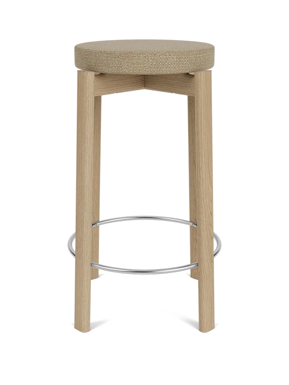 PASSAGE oak wood stool with beige seat