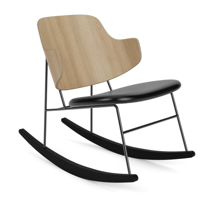 PENGUIN rocking chair black leather