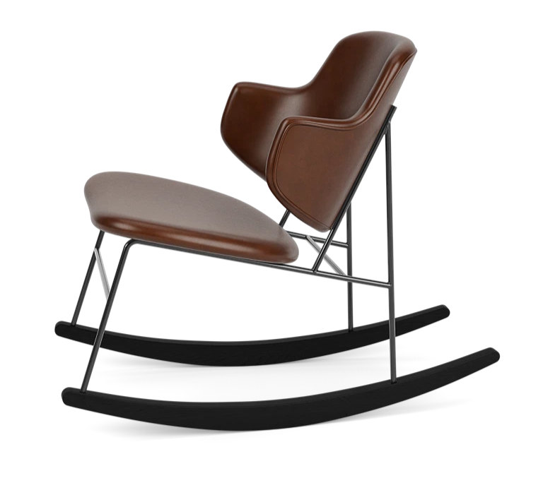 Schommelstoel PENGUIN bruin leer
