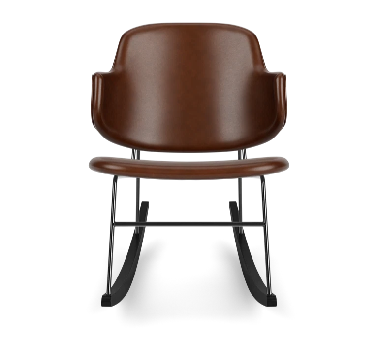 Schommelstoel PENGUIN bruin leer
