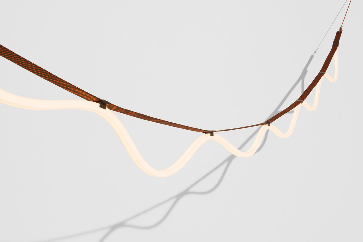 Hanglamp SPLINE bruin met oranje