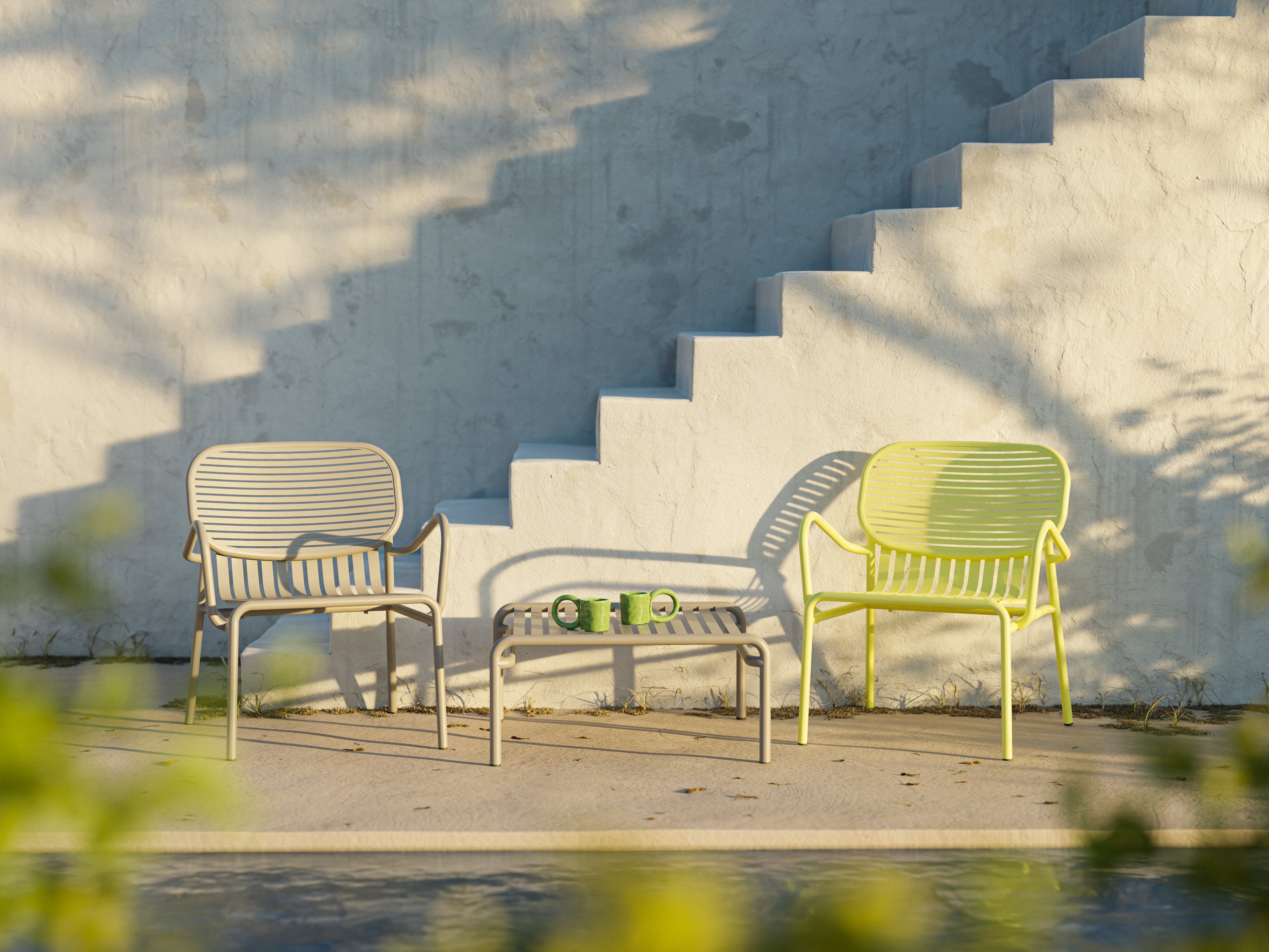 Vierkante tuin salontafel WEEK-END in lichtblauw