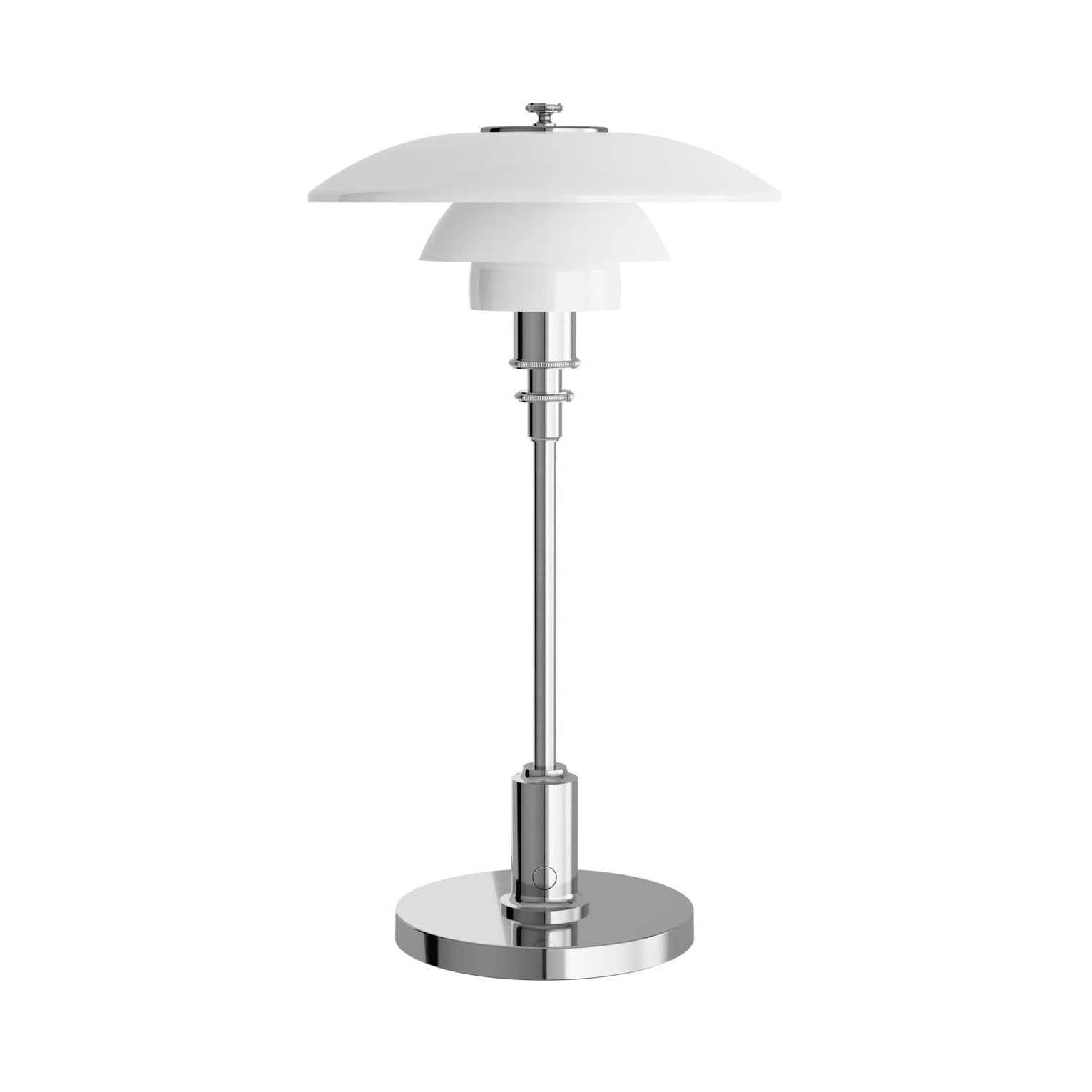 Draagbare lamp PH 2/1 wit met verchroomde voet