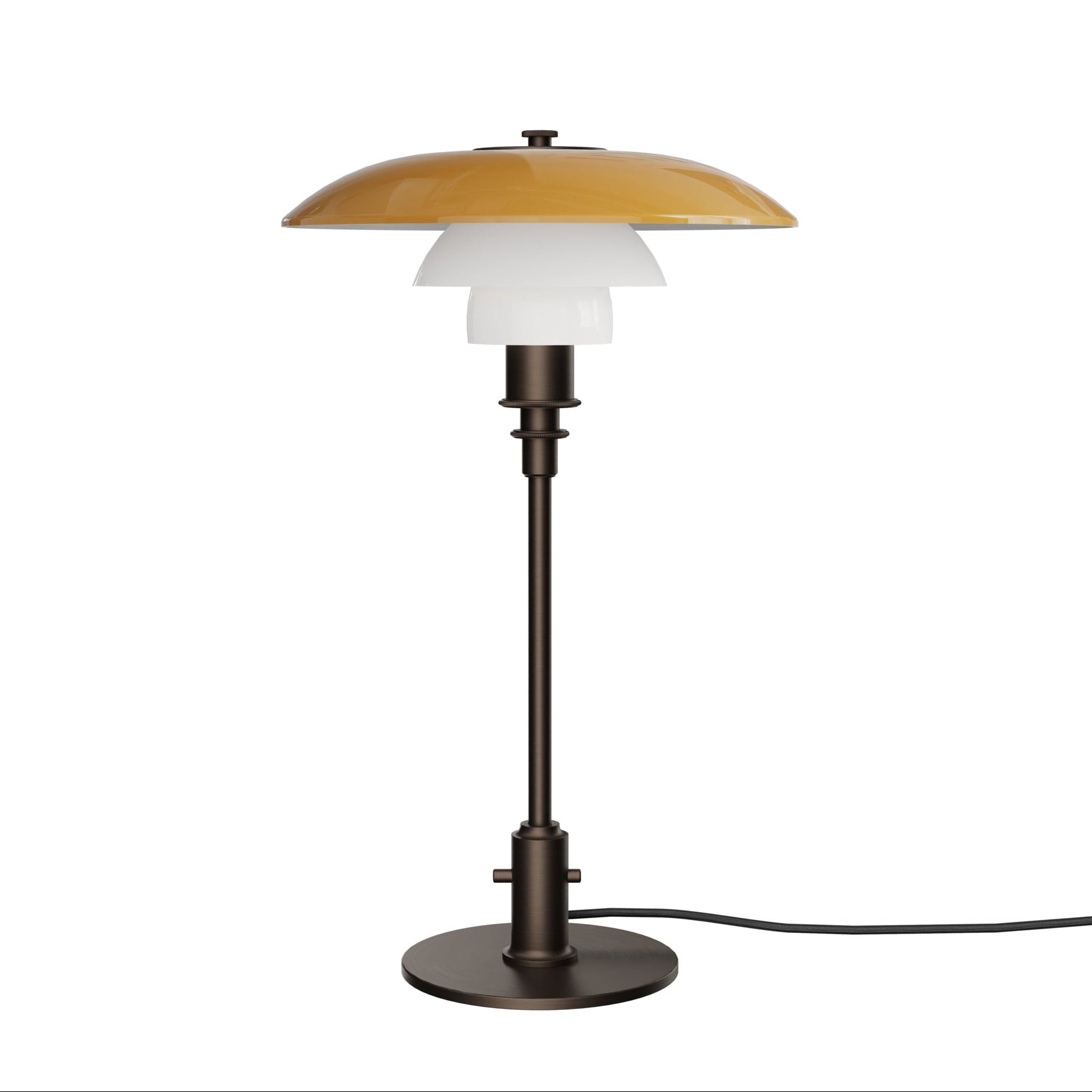 Lampa stołowa PH 3/2 - edycja stulecia biały z pomarańczowym z brązową podstawą – Louis Poulsen
