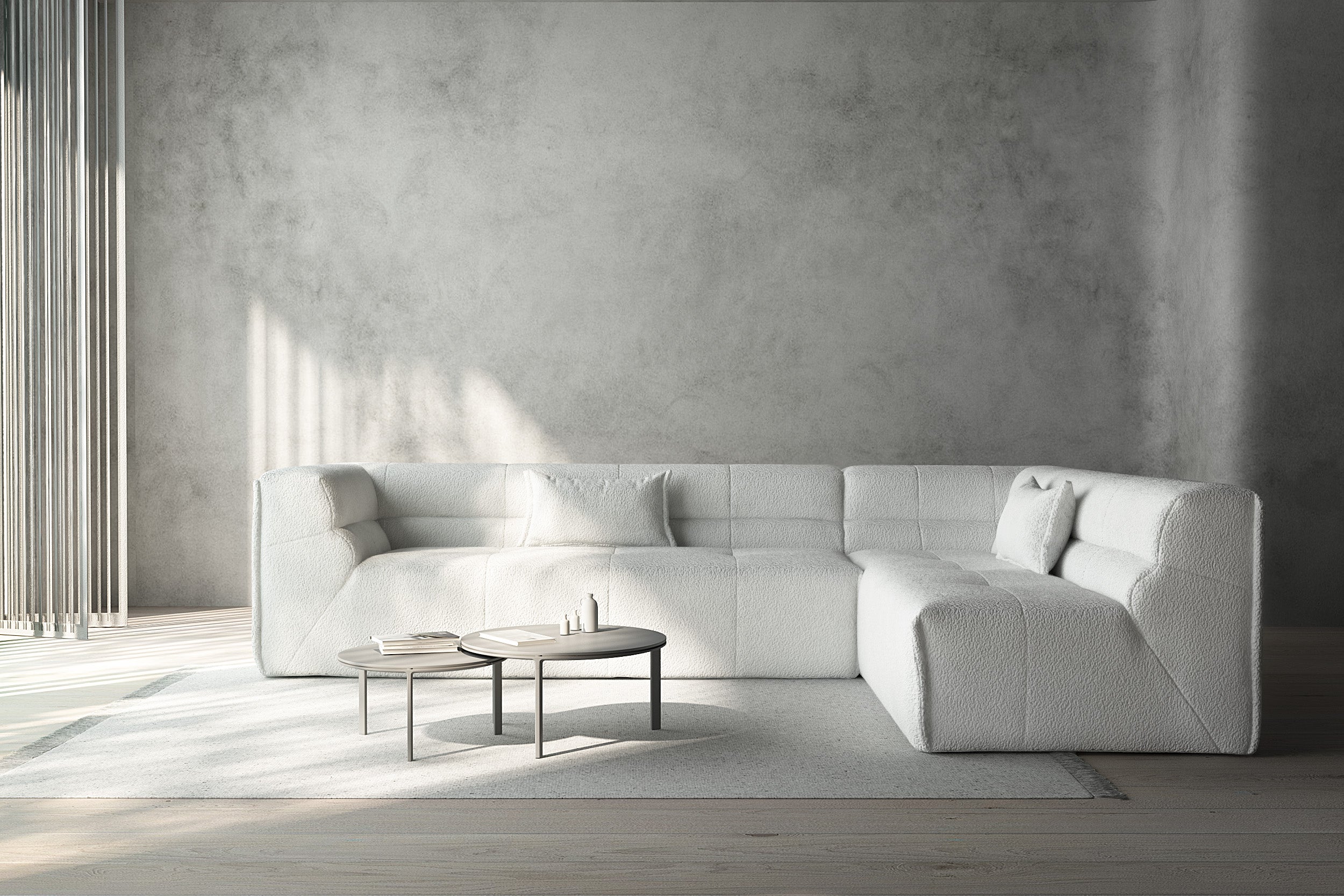 Modulaire hoekbank voor 5 personen, links, PIERO, gestoffeerd