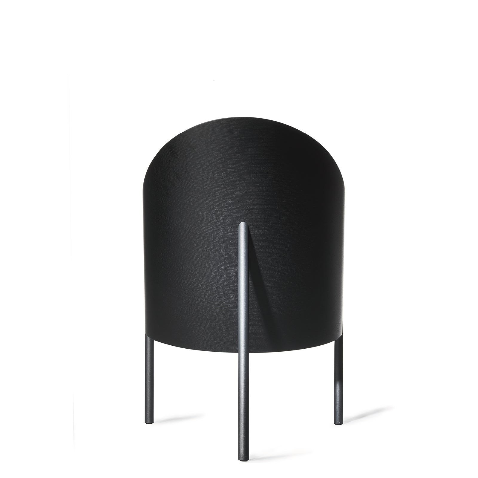 Pratfall armchair black leather with a steel base