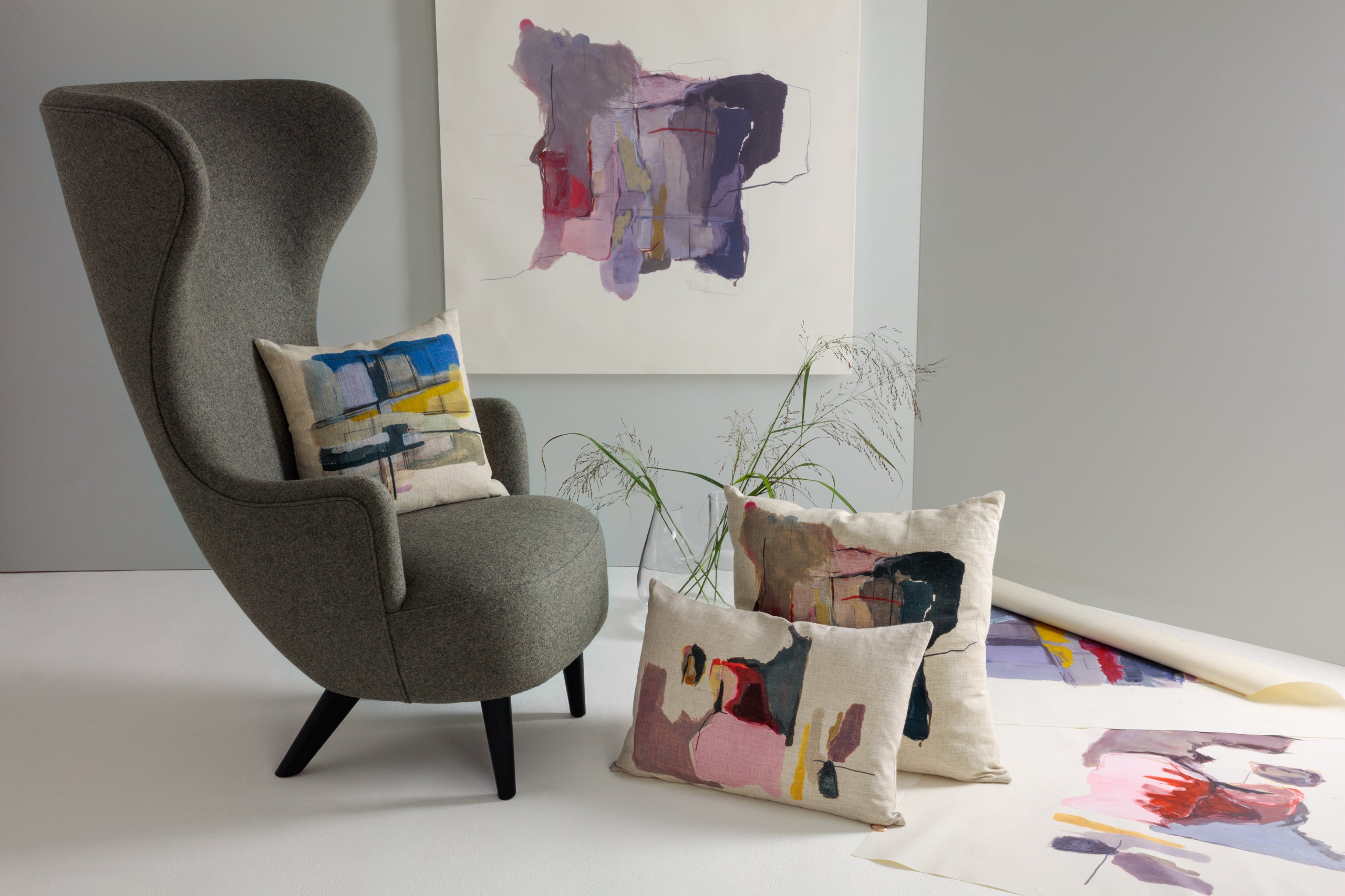 Upholstered wingback armchair