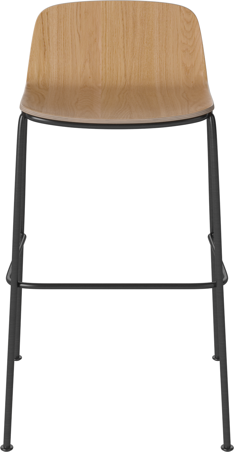 Hocker PALM eikenfineer met zwarte metalen basis