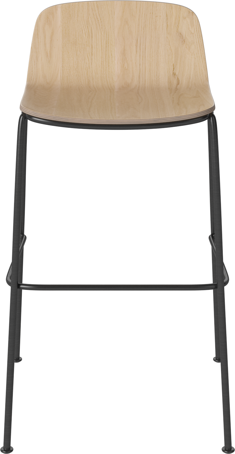 Hocker PALM gebleekt eikenfineer met zwarte metalen basis